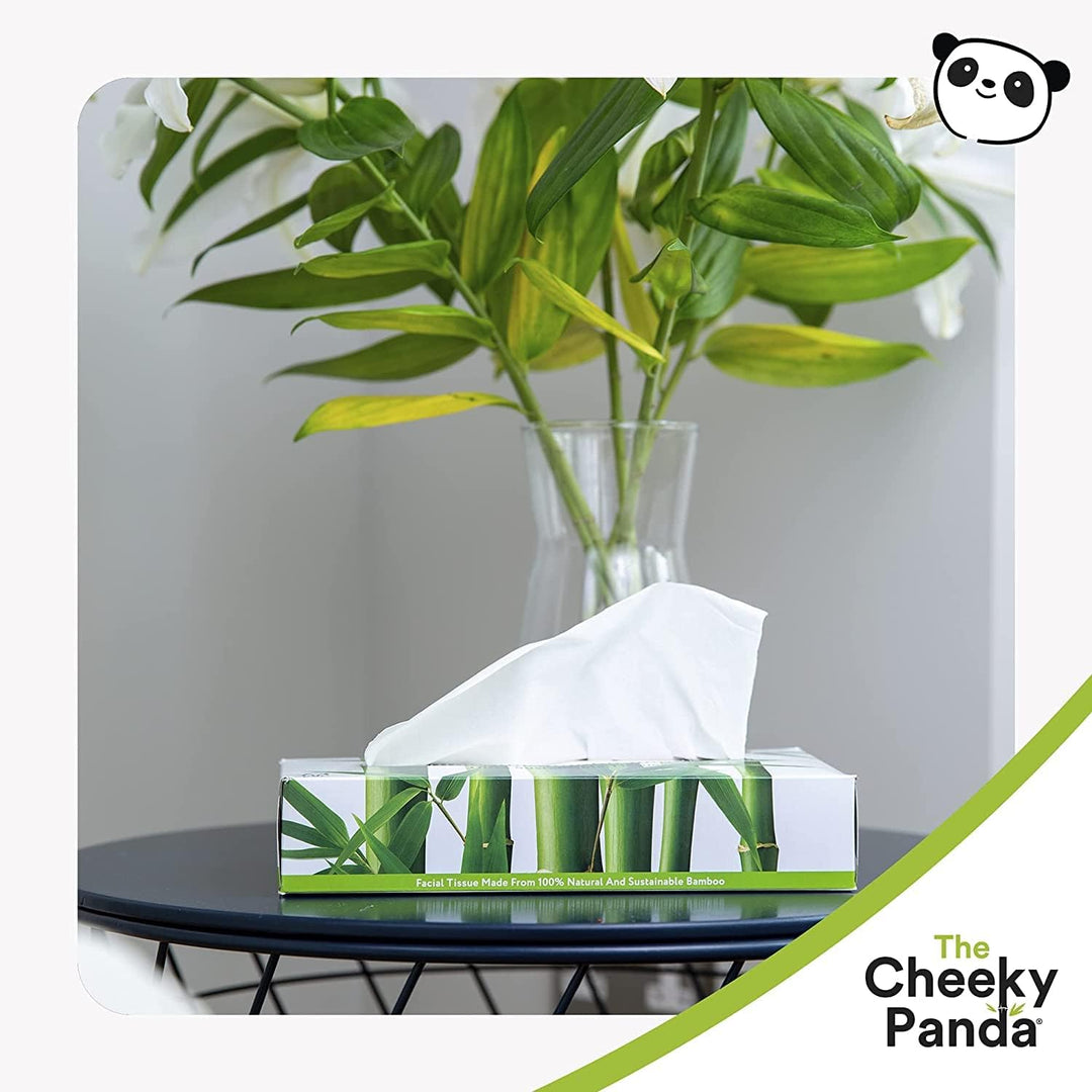 The Cheeky Panda – Bamboo Facial Tissues 3-Ply Flat Box (80 Tissues) Hypoallergenic, Plastic-Free, Eco-Friendly