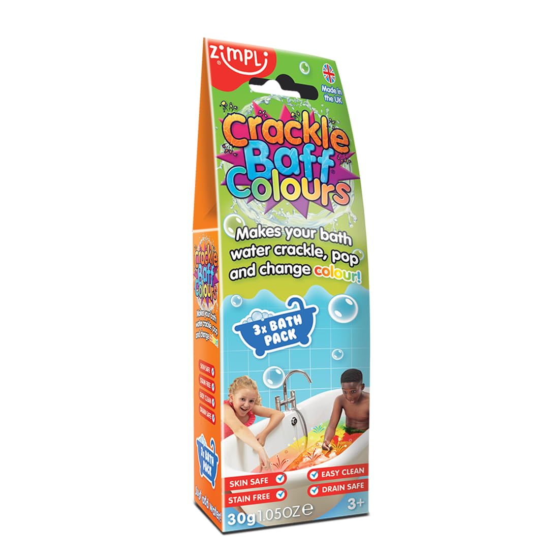 ZIMPLI Crackle Baff Colours Bath Toy - 3 Pack | Makes Water Crackle, Pop & Change Colour | UK Made