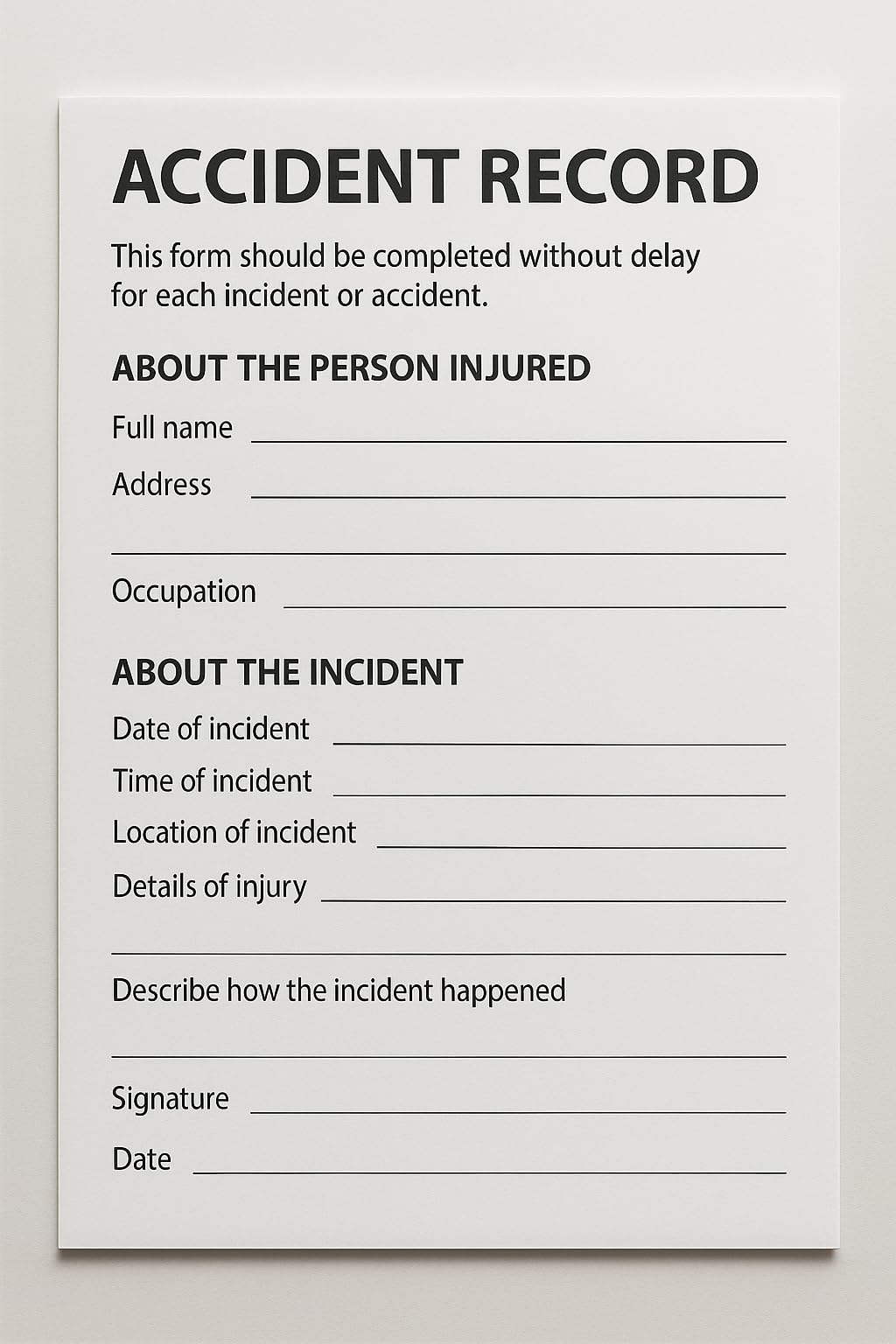 1ABOVE Workplace Accident Record Book - A5 Size, 48 Forms for Incident Recording System