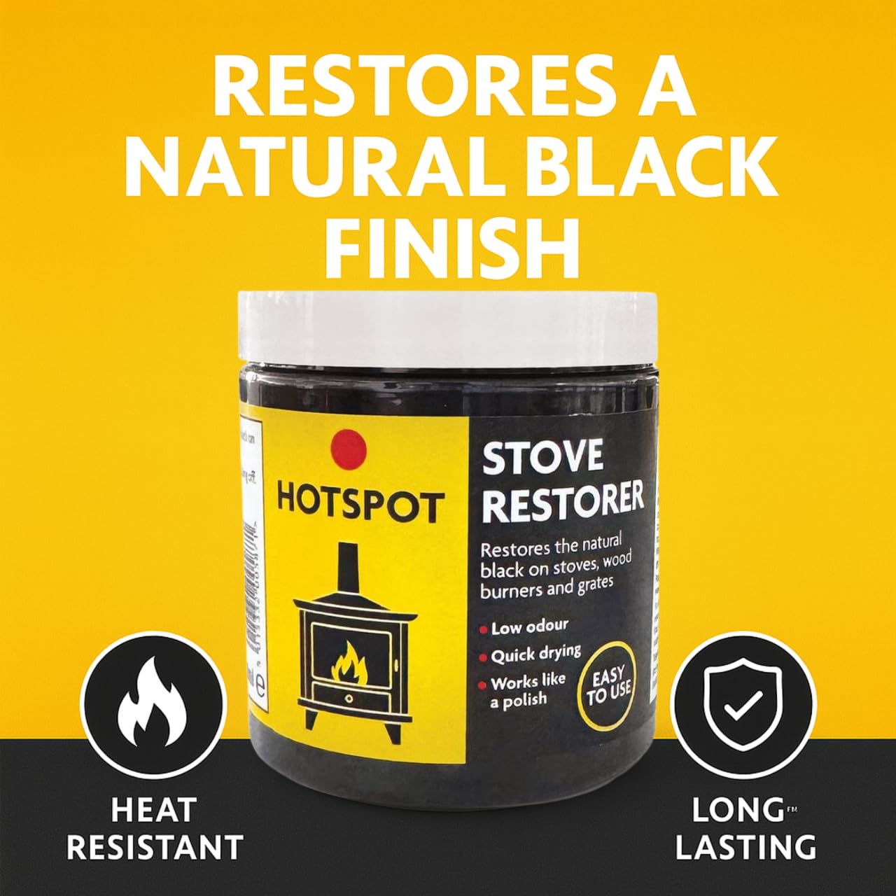 Hotspot Stove Restorer 250ml – Black Polish for Cast Iron Stoves &amp; Fireplaces