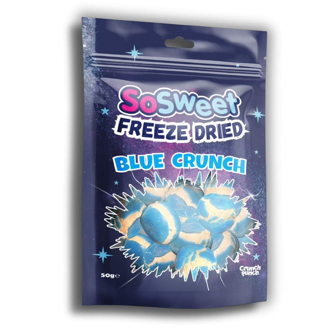 SoSweet Freeze Dried Sweets – Blue Crunch 50g | Intense Fruity Flavour | Crispy Airy Snack