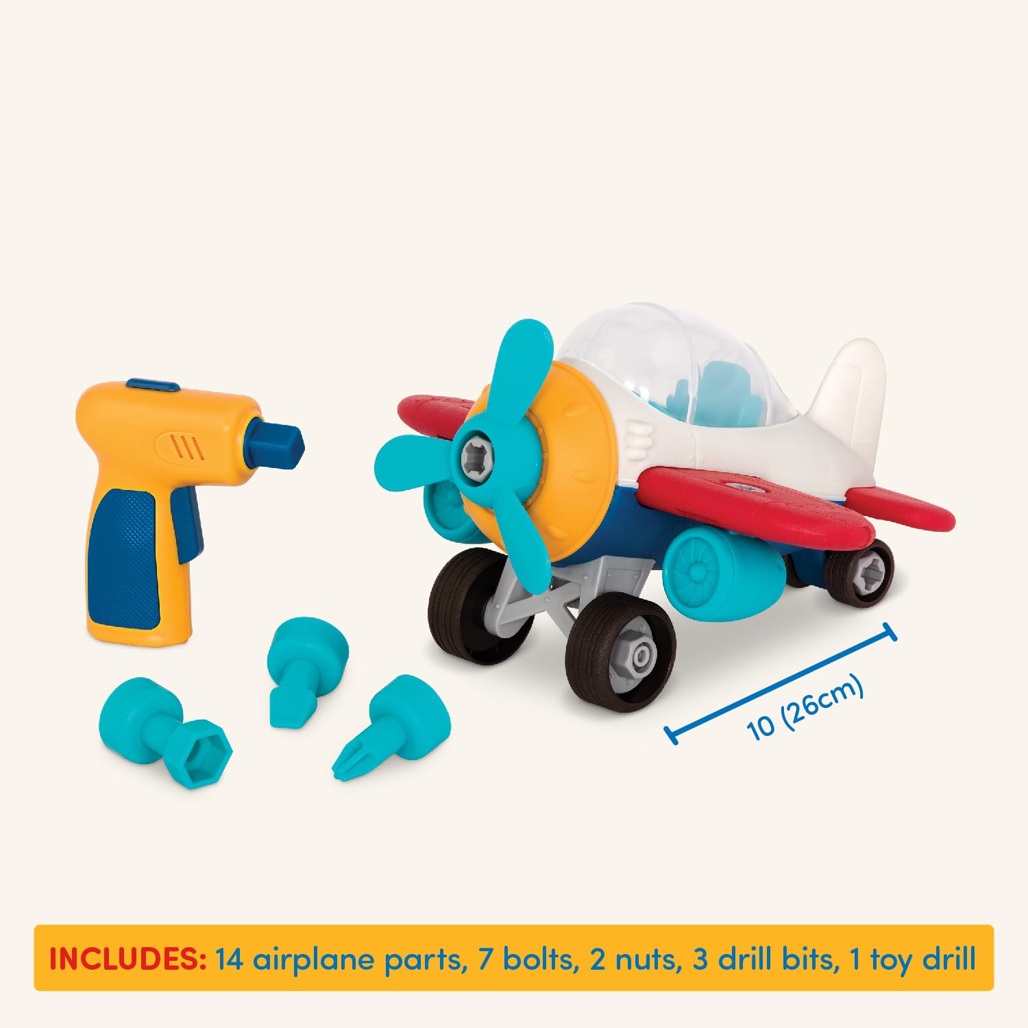 Wonder Wheels Take-Apart Airplane Playset - Building Toy with Drill for Kids 3 Years & Up