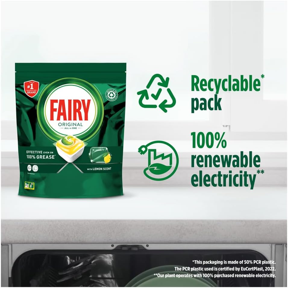 Fairy Original All-In-One Dishwasher Tablets with Lemon Scent, 114 Tablets