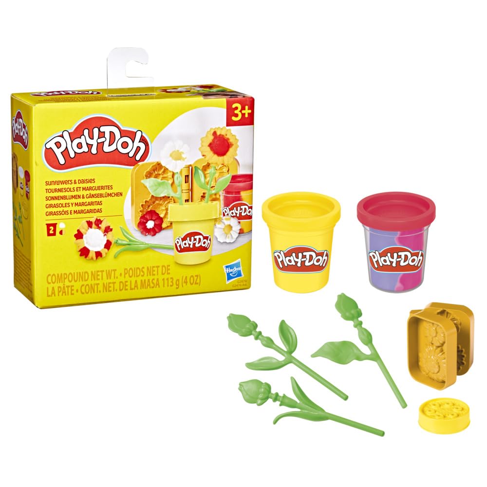 Play-Doh Sunflowers & Daisies Flower Toy Arts & Crafts Kit | Ages 3+ | Includes 2 Cans Compound 1
