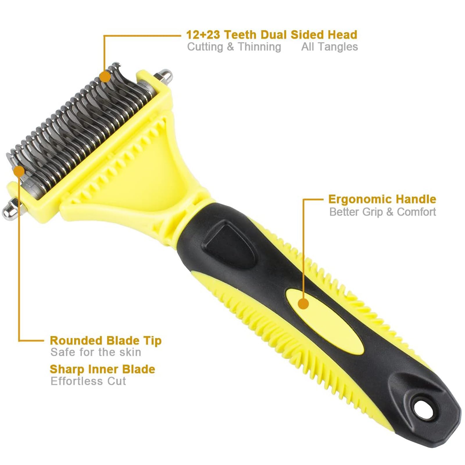 morpilot Double Sided Undercoat Rake Dematting Tool | 23+12 Teeth | Reduces Hair Loss up to 90% 7