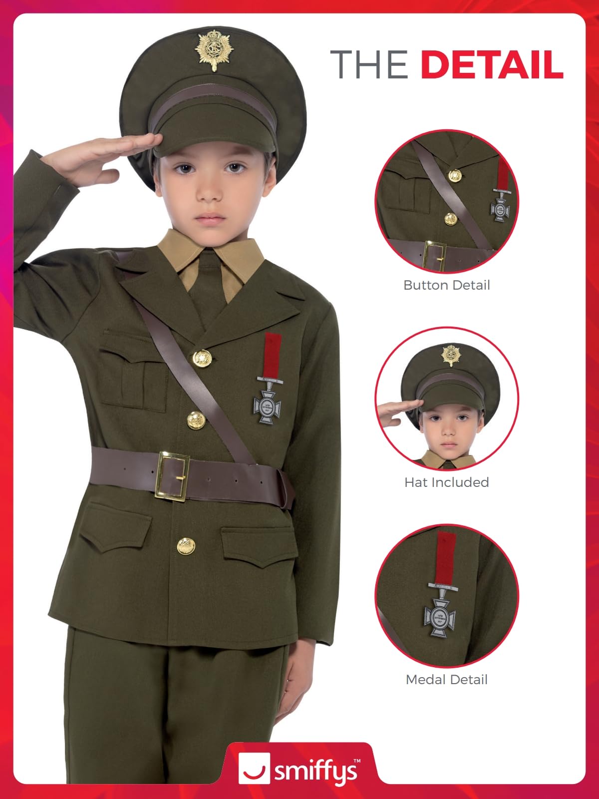 Smiffys Boys Army Officer Costume - World War II Dress Up for Ages 7-12 5