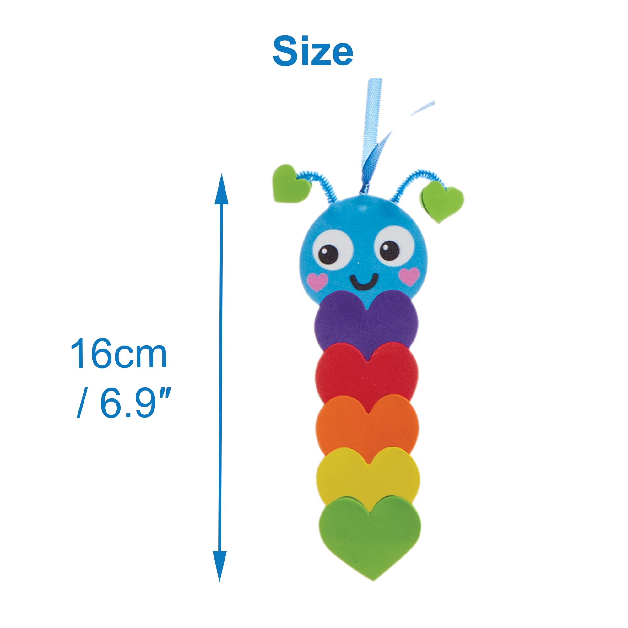 Baker Ross FX455 Caterpillar Rainbow Love Heart Bookmark Craft Kit - Pack of8