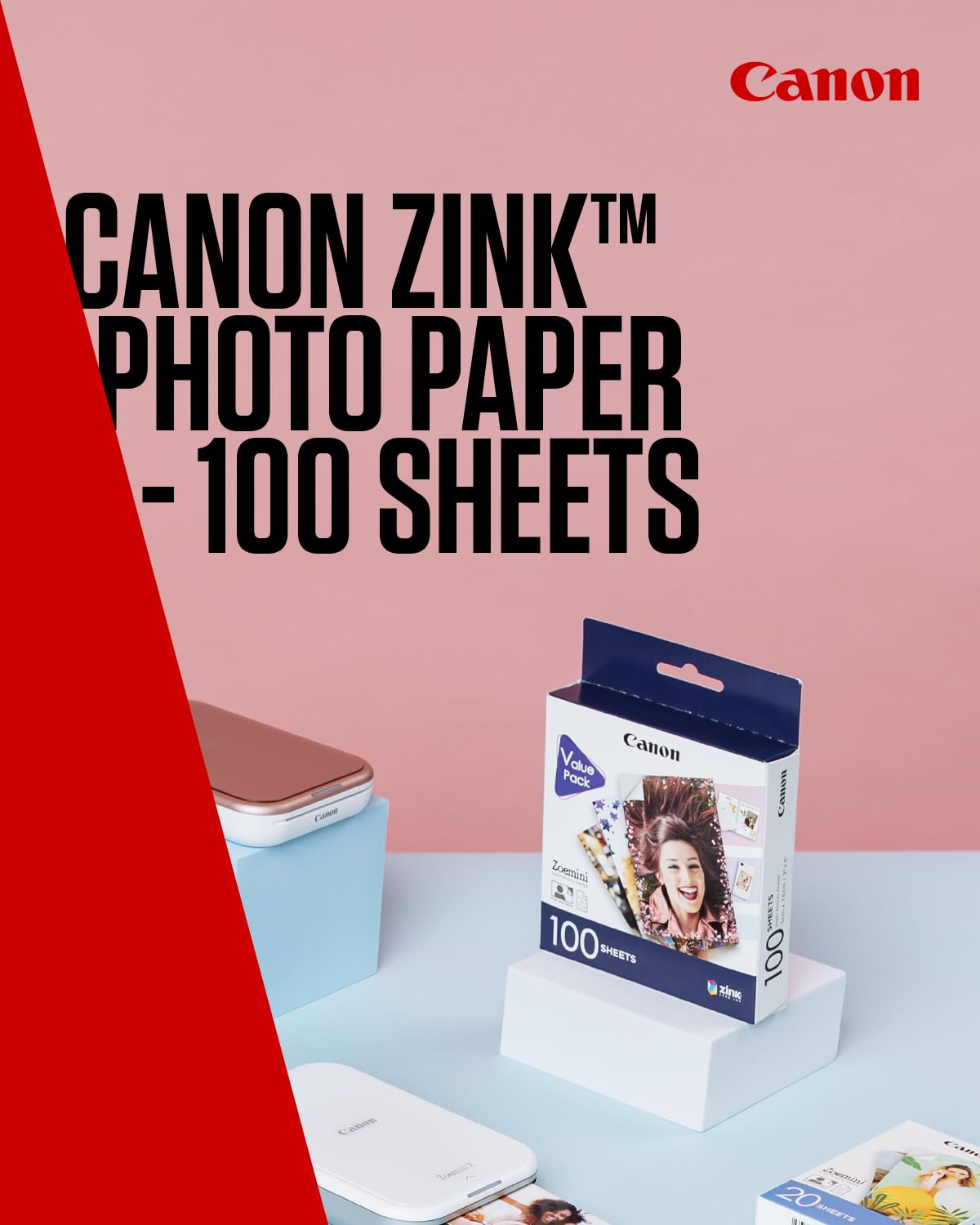 Canon Zink Photo Paper - Sticky-Backed 2x3" Photo Paper (100 Sheets) | Water & Tear Resistant 2