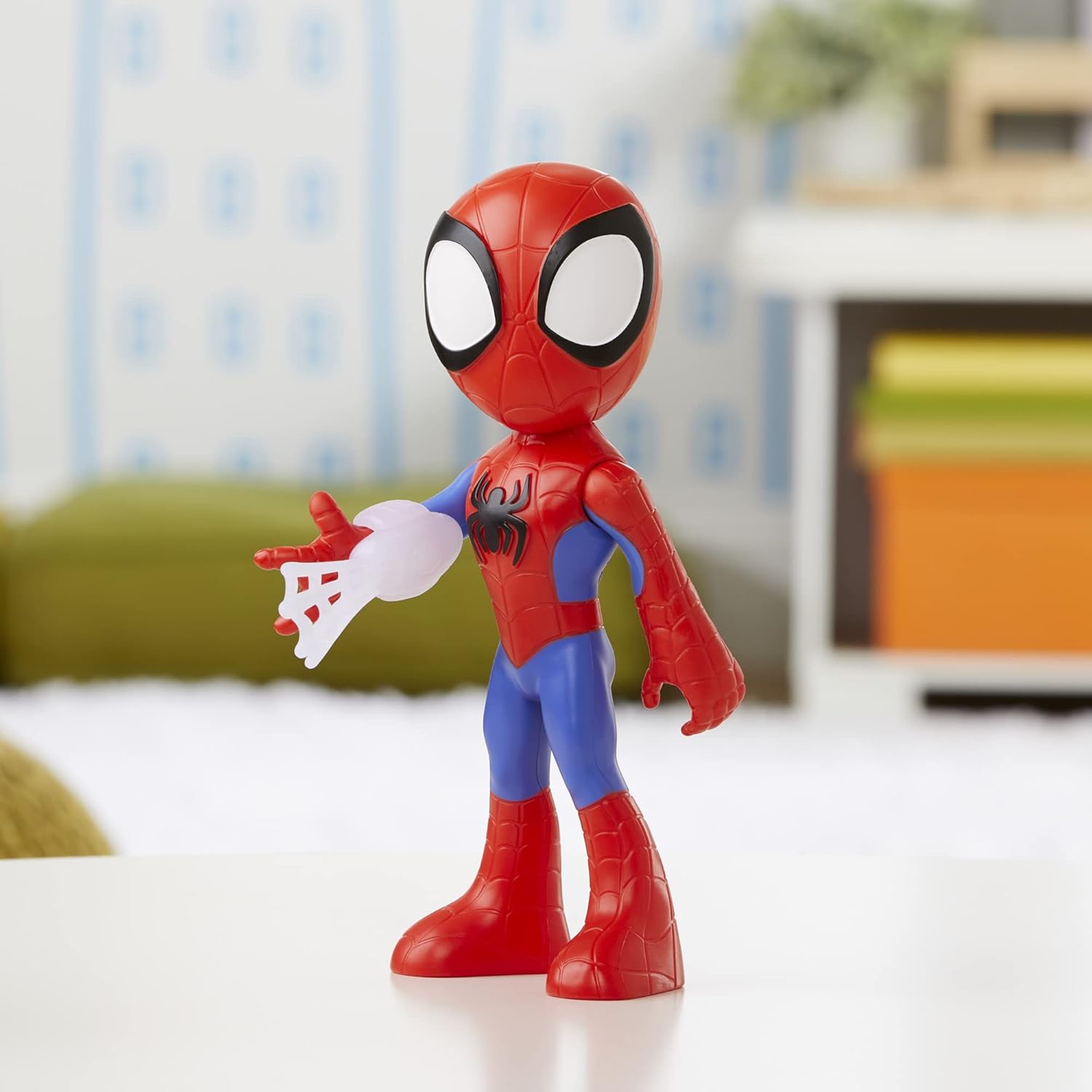 Marvel Spidey and His Amazing Friends Supersized Spidey Action Figure - 22.5 cm Poseable Figure with Web Accessory, Ages 3+