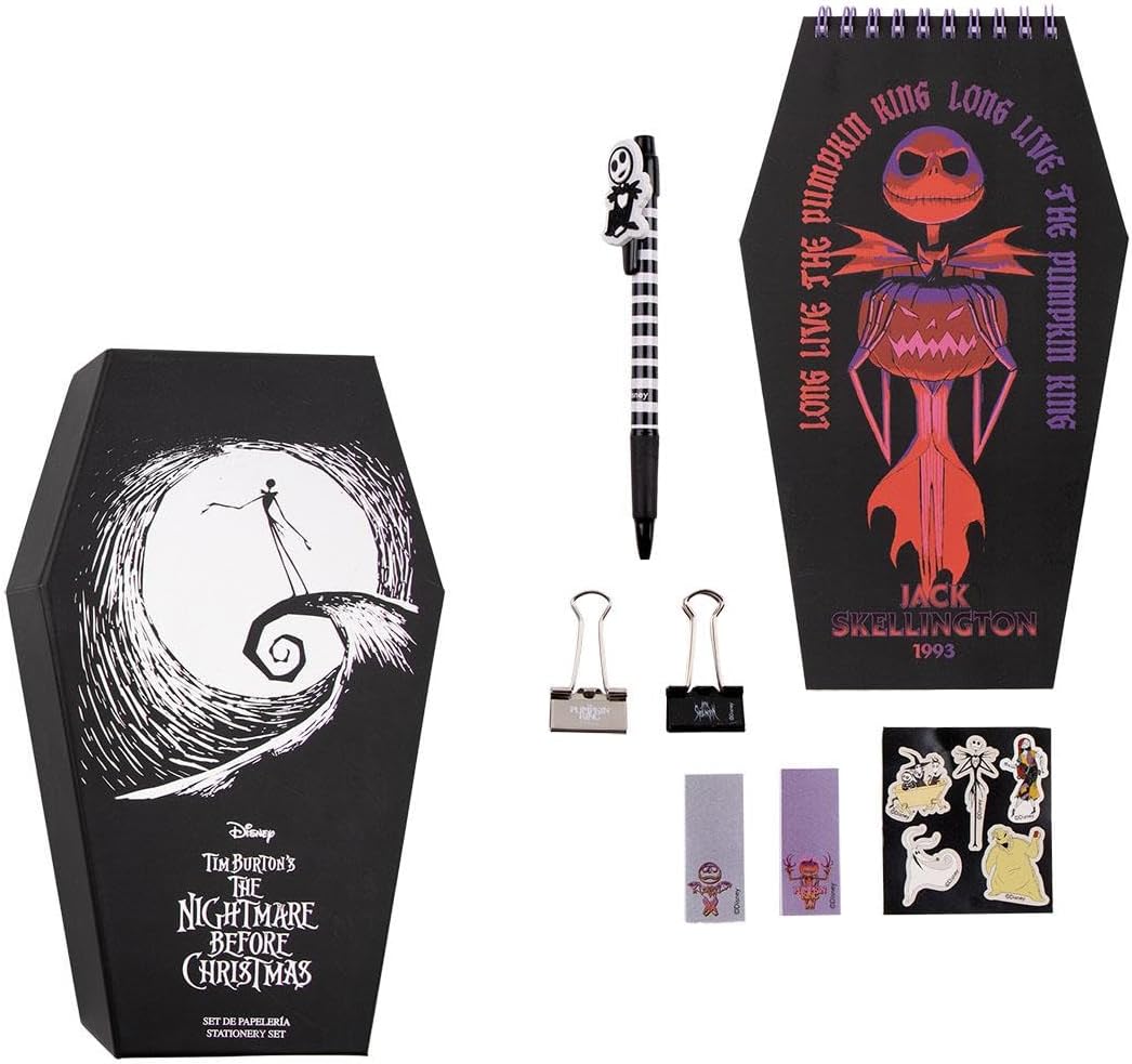 CERDÉ LIFE’S LITTLE MOMENTS Nightmare Before Christmas Stationery Set - Includes Notebook, Sticky Notes, and Writing Pads