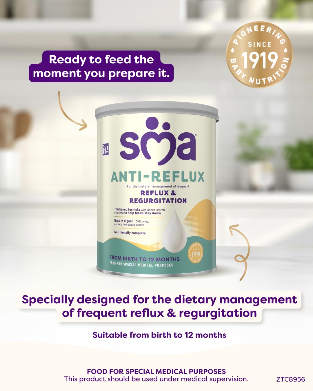 SMA Nutrition Anti-Reflux Powder Baby Formula - For Frequent Reflux | 800g 2