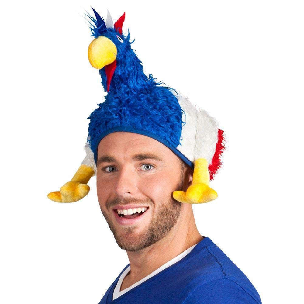 Boland Tricolored Hen Motif Hat - Blue/White/Red, One Size