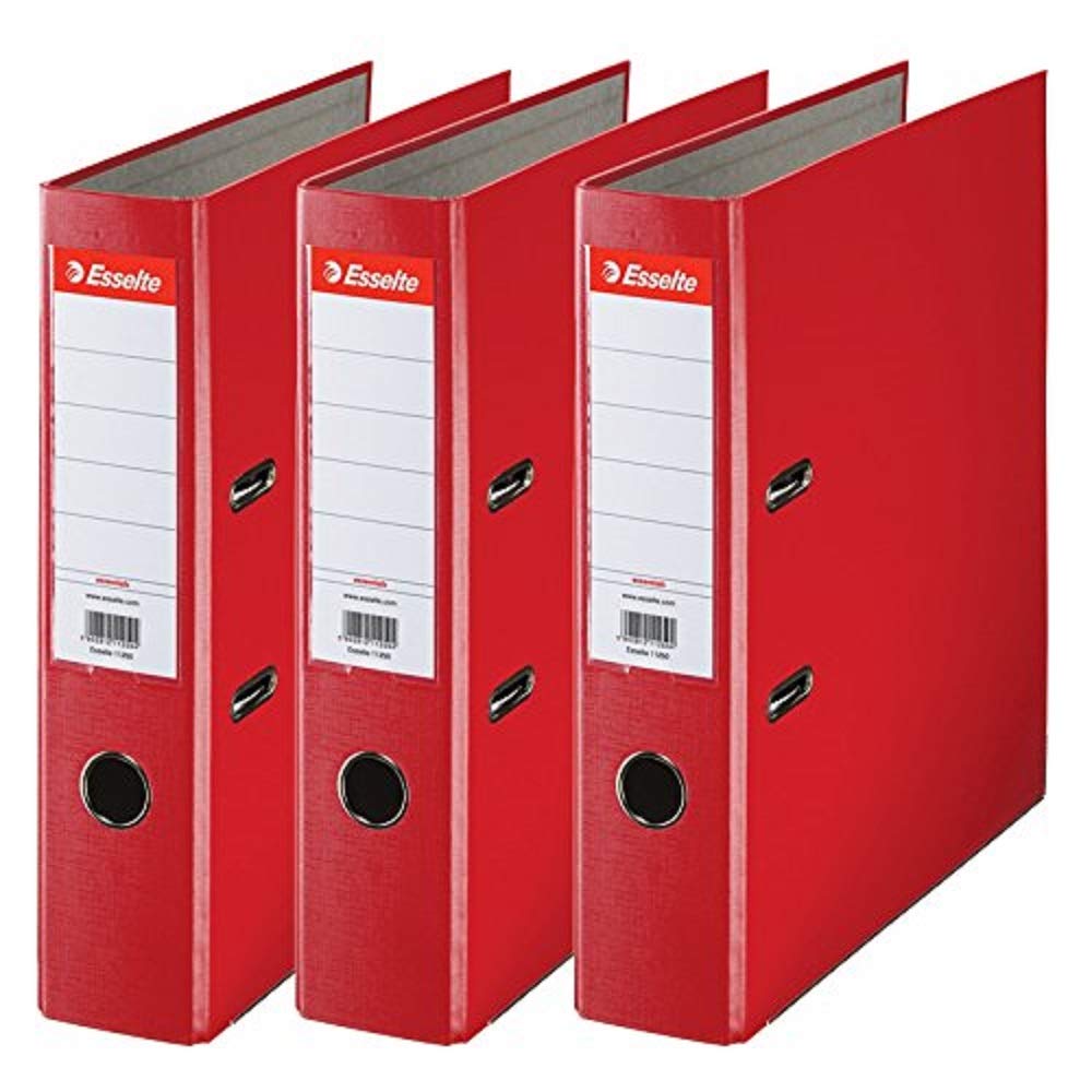 Esselte A4 Lever Arch Files, Red File Folders 624292, 3 Count (Pack of 1) 1