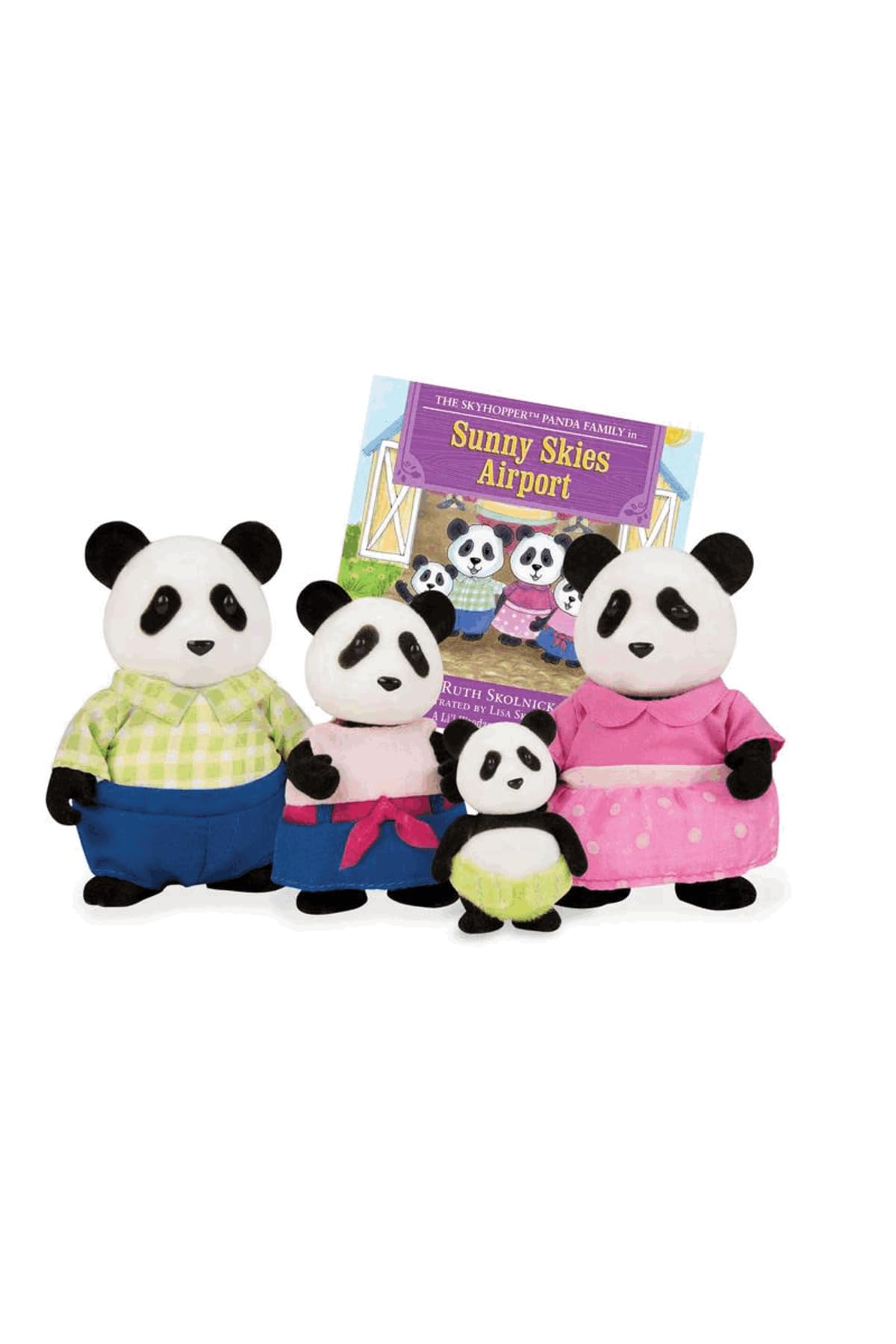 Li"l Woodzeez Skyhopper Panda Family Set of 4 Collectible Posable Figurines