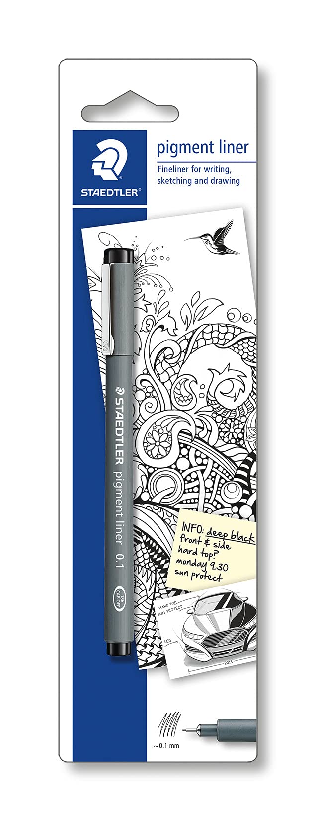 STAEDTLER Pigment Liner Fineliner Pen - 0.1 mm Line Width, Black Ink | Waterproof & Erasable 1