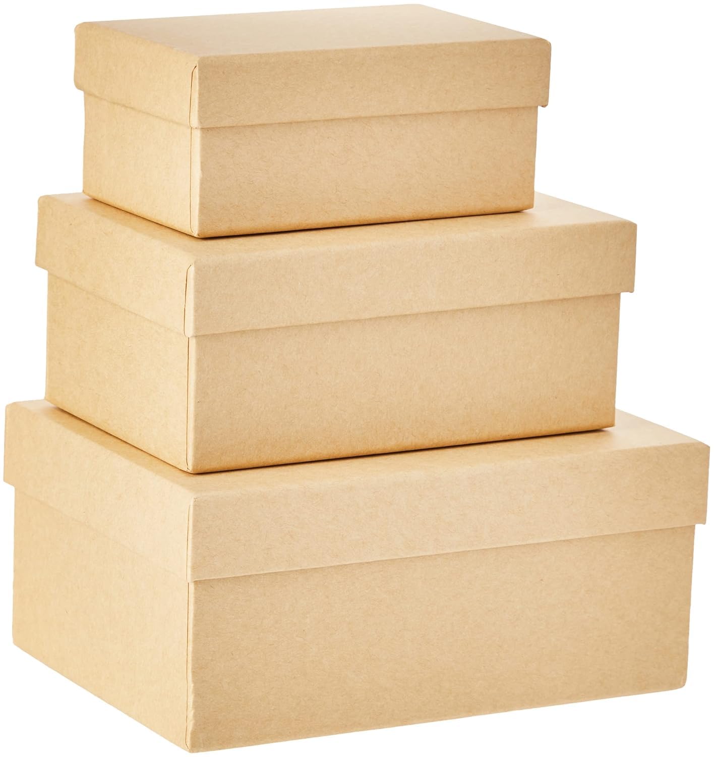 Papermania Bare Basics Nesting Boxes - 3 Pack Rectangle Storage | Cardboard | Brown