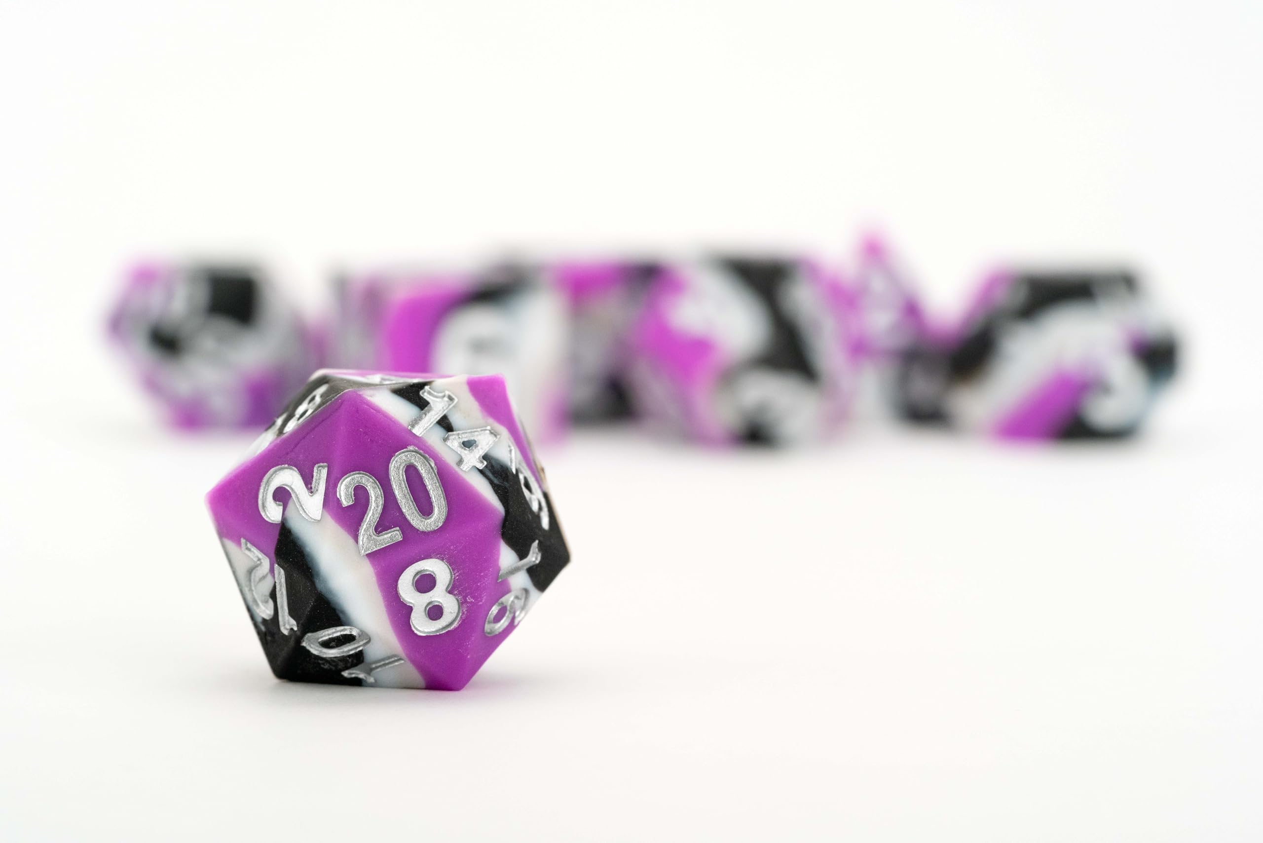 Metallic Dice Games FanRoll 16mm Sharp Edge Silicone Rubber Poly Dice Set | 7 Piece 5