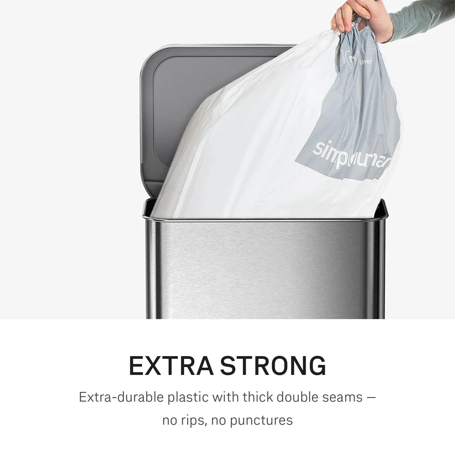simplehuman Code N Custom Fit Bin Liners - 50 Litre Capacity, White Plastic, Pack of 20 3