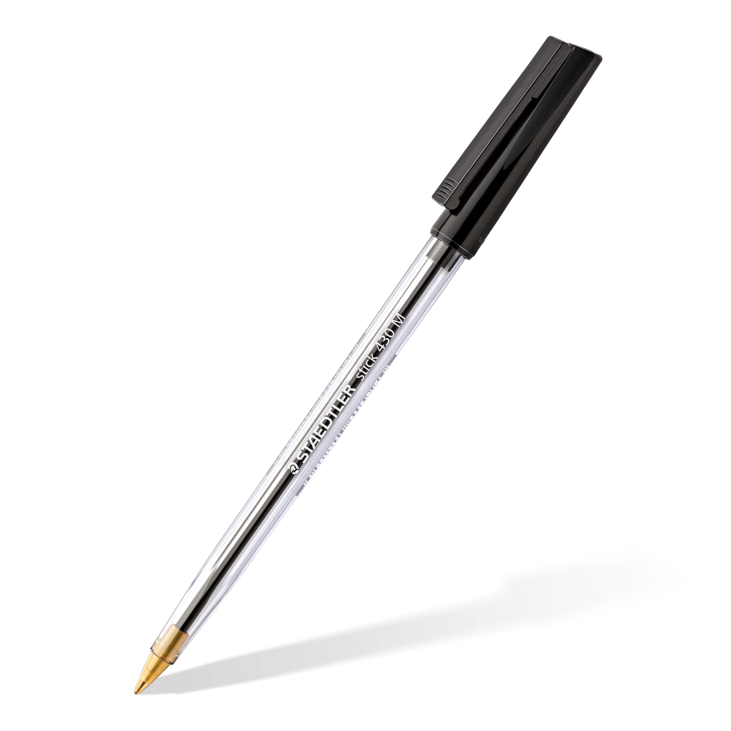 STAEDTLER Stick 430 Medium Ballpoint Pen - Black Ink, Medium Linewidth, Pack of 6
