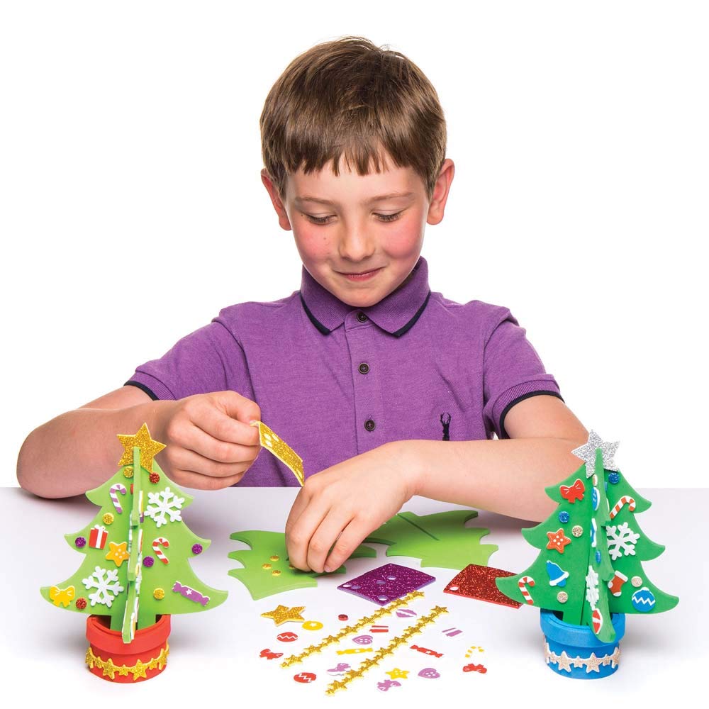 Baker Ross AR802 Felt Christmas Tree Craft Kit - 3D Foam Decorations for Kids Ages 3+ 3