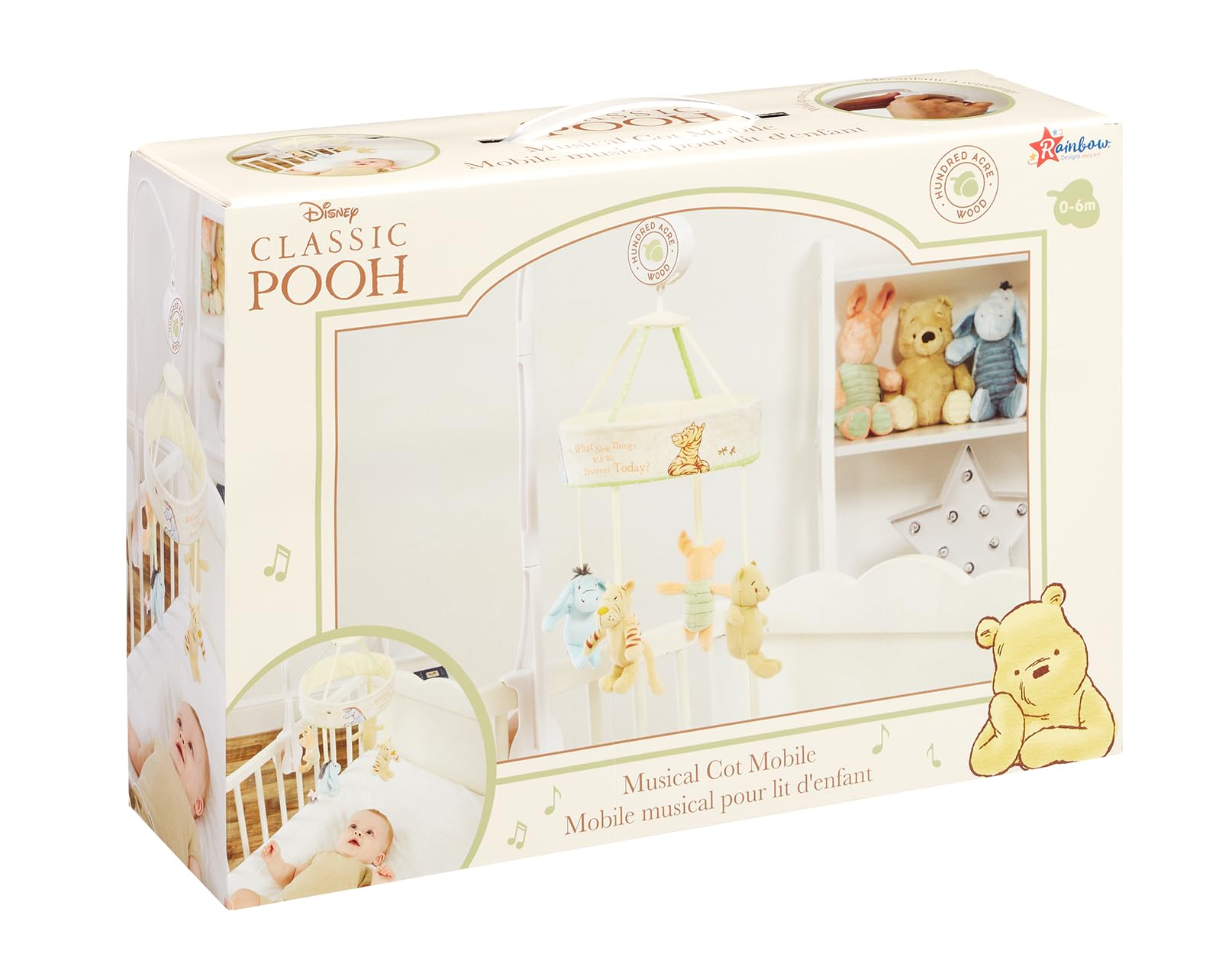 Rainbow Designs Winnie The Pooh Baby Mobile | Rotating Plush Characters | Soothing Lullaby 2