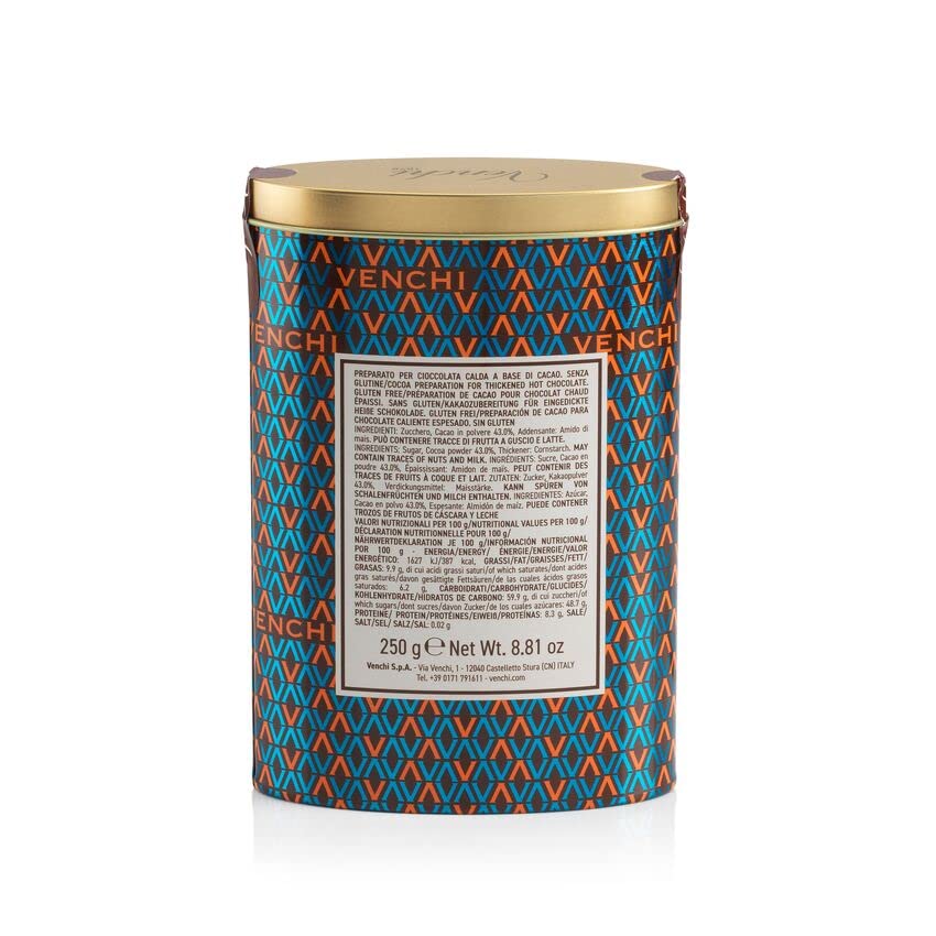 Venchi Hot Chocolate Powder Tin - Traditional Italian Recipe | 250g | Gluten Free