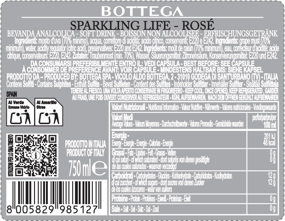 Bottega - Sparkling Life 0 Rose Non-Alcoholic Sparkling Drink (750 ml) 11
