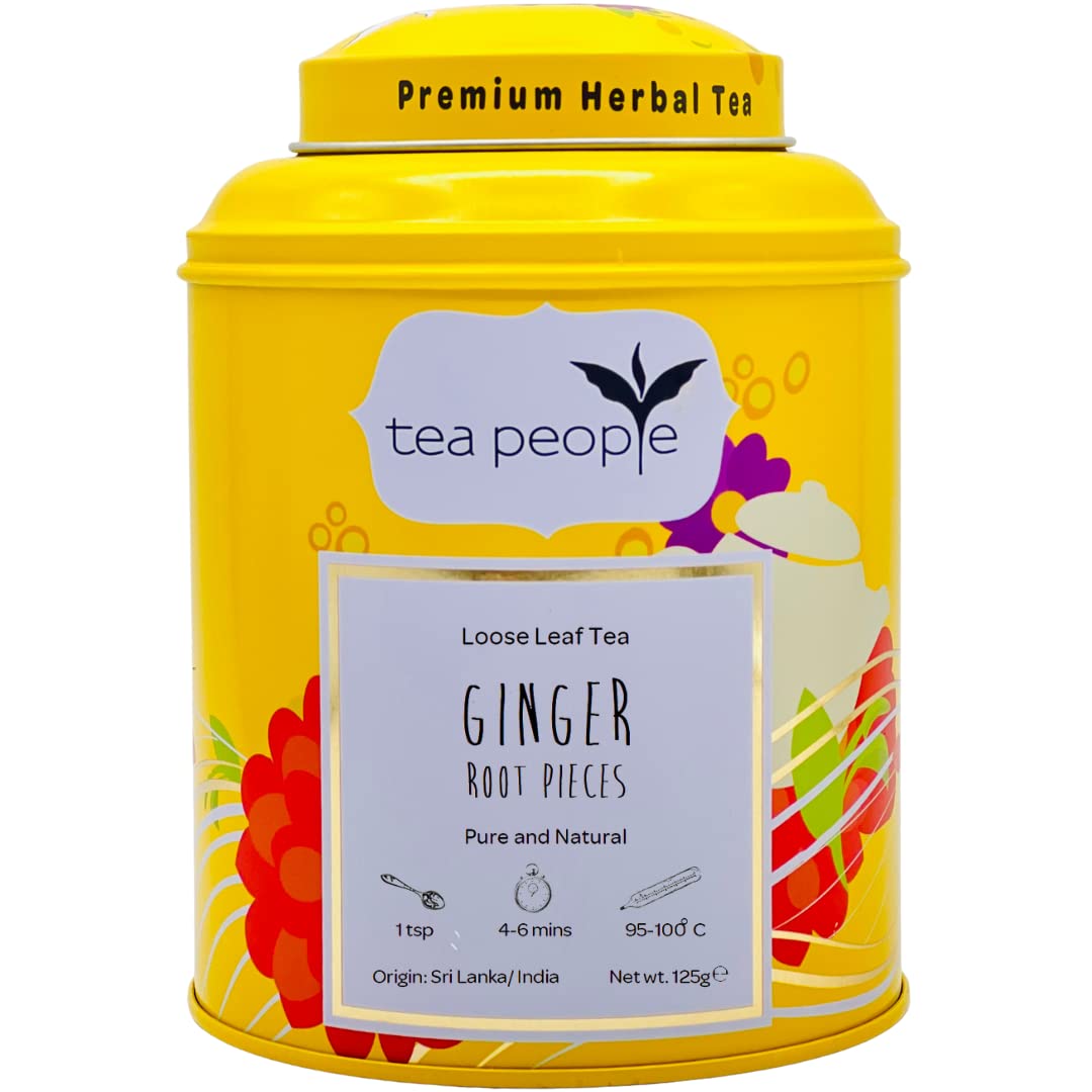 Tea People Ginger Root Pieces - Loose Herbal Tea in Tin Caddy, 125g 6