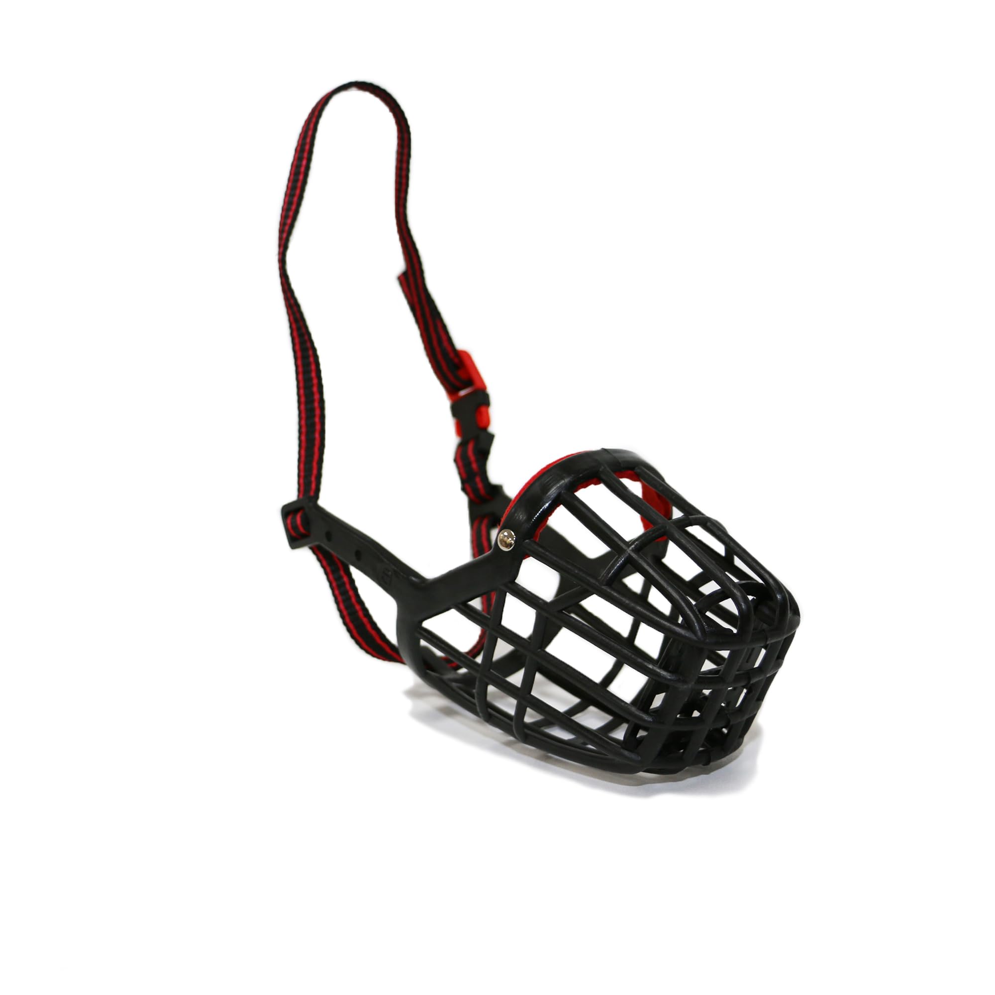 Ancol Plastic Muzzle - Strong Biting Control | Size 8 | Black/Red 1