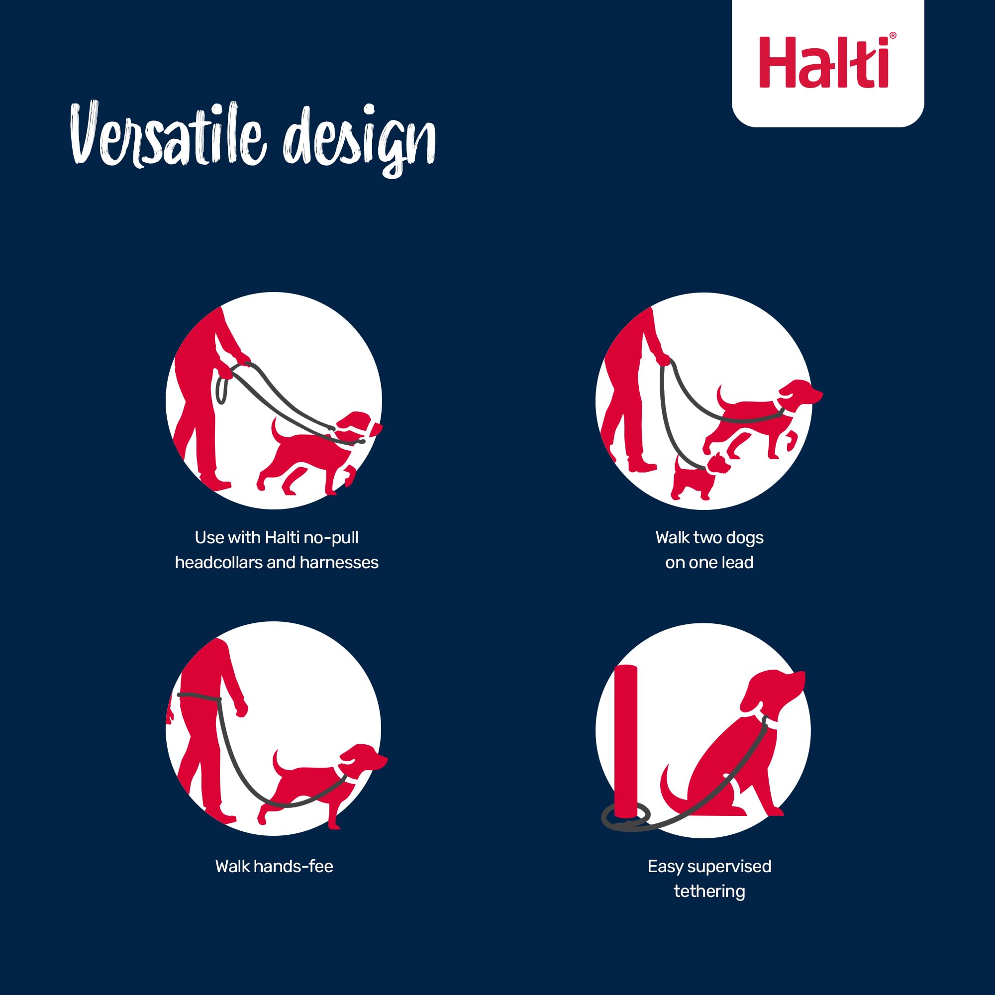 Halti Training Lead - Versatile Multi-Use Dog Lead | Pink, Large, 2m 4