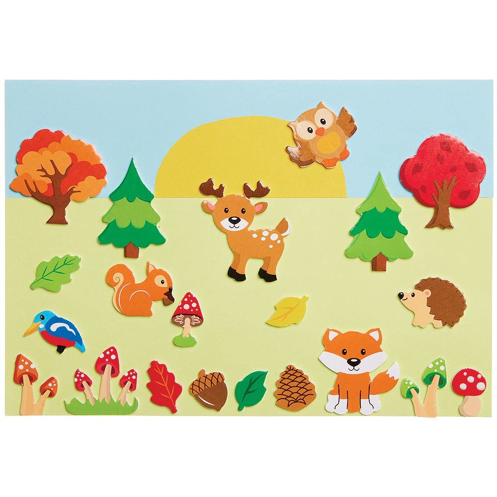 Baker Ross Woodland Animal Foam Stickers - Pack of 100, 15mm-40mm 2