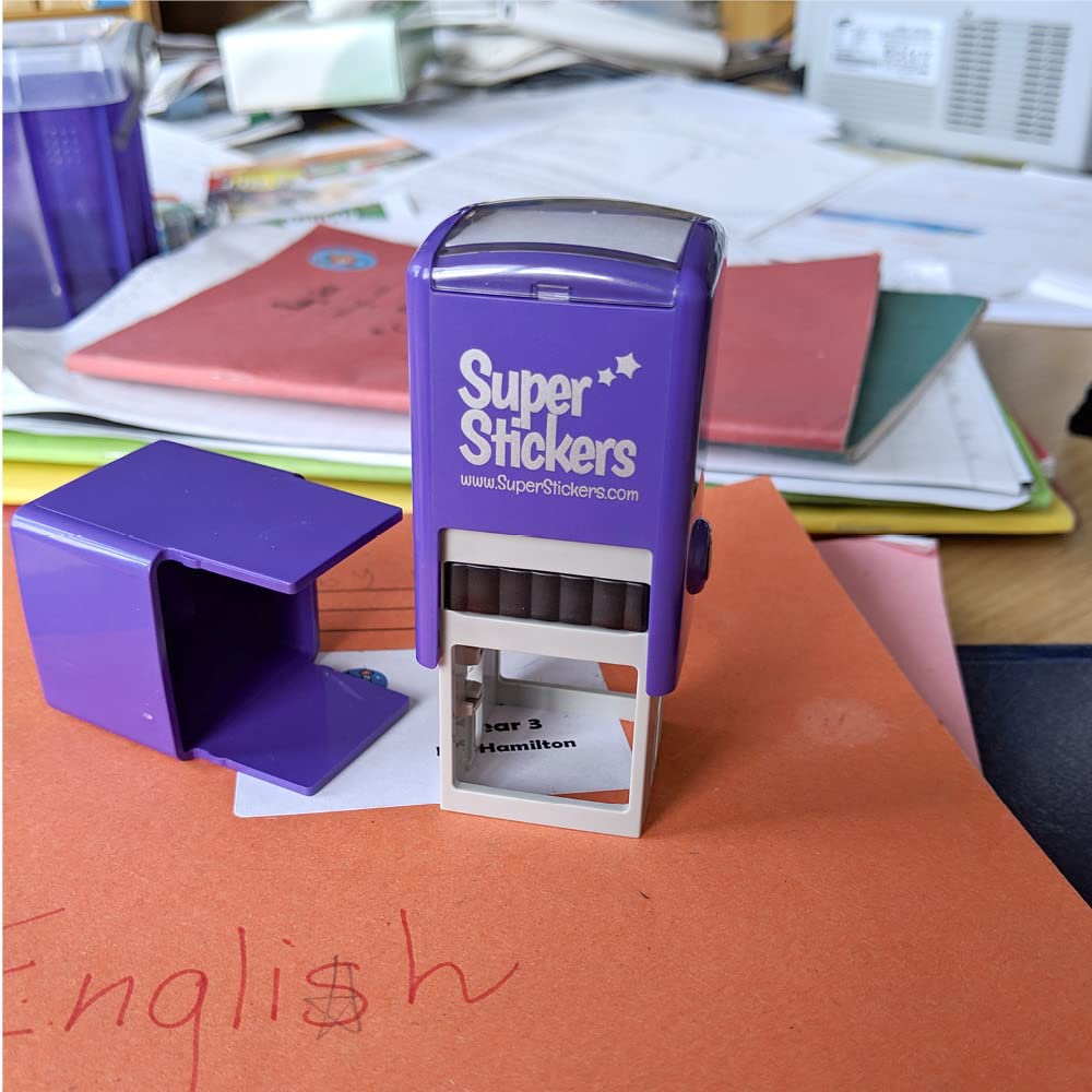 SuperStickers Pre-Inked Star Stamp - Purple Ink | 28mm Impression Size 6