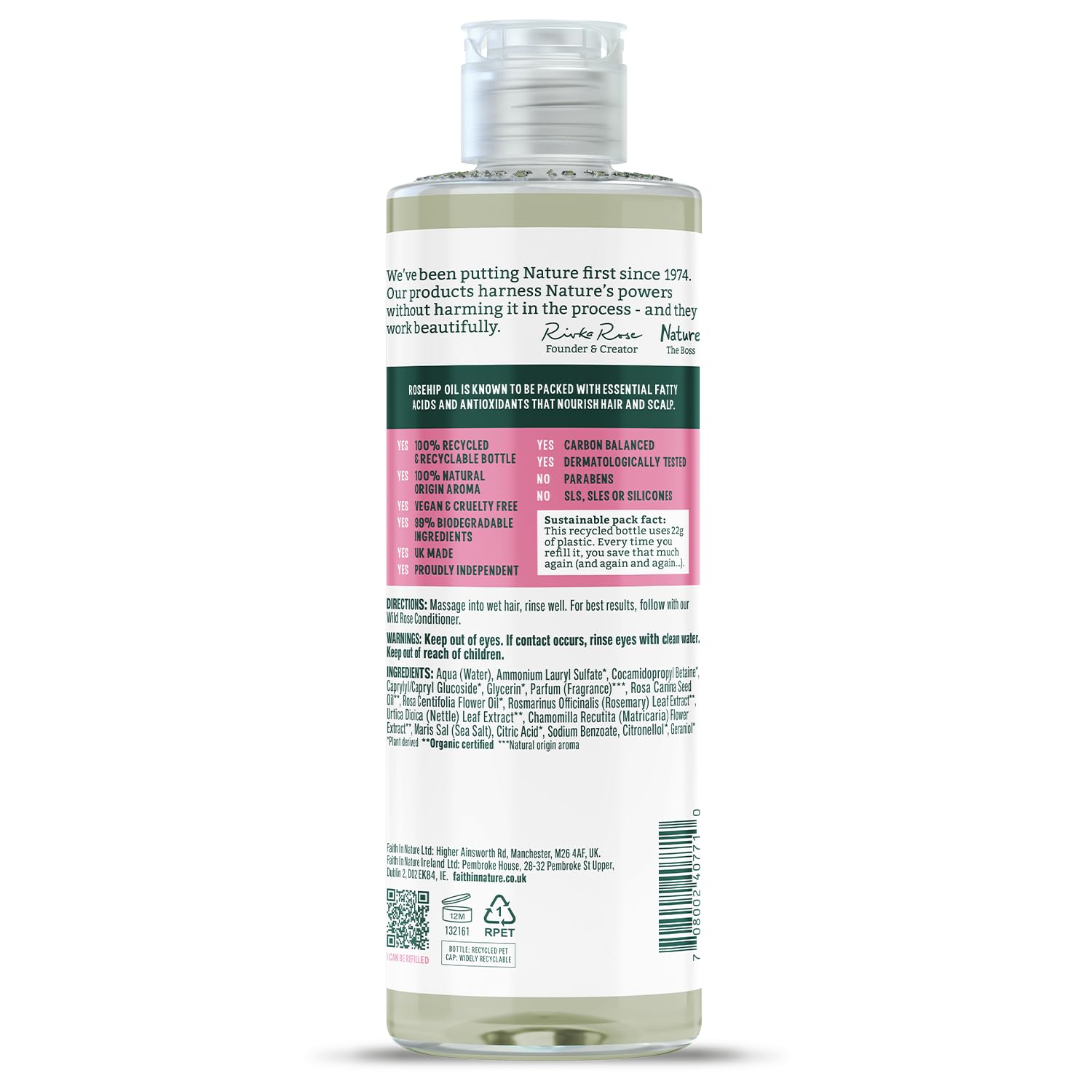 Faith In Nature - Wild Rose Shampoo for Normal Hair & Scalp (400ml) 3