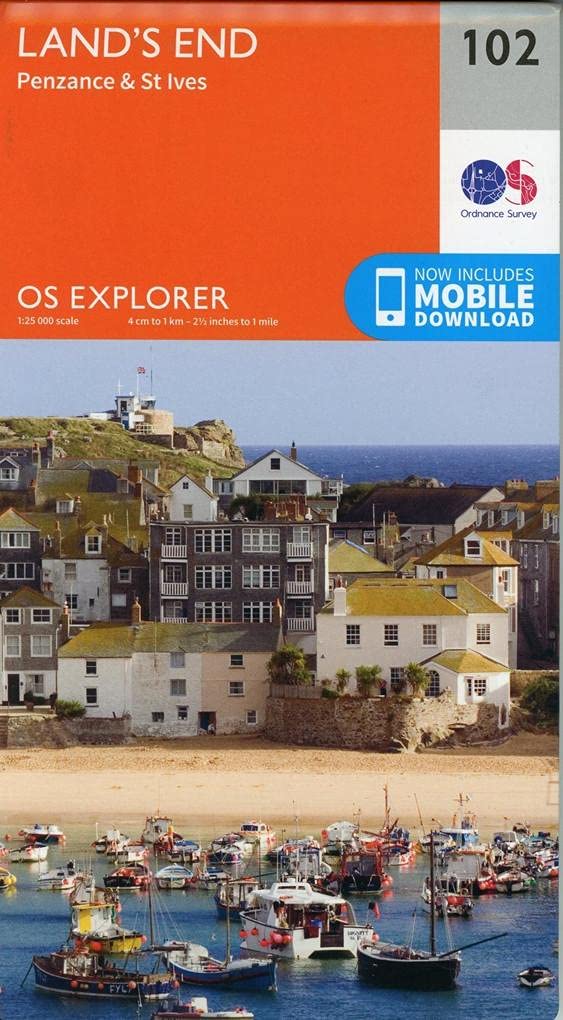 Ordnance Survey Land's End & St Ives OS Explorer Map 102 - Cornwall Hiking Map | 1:25,000 Scale | 2019 Edition 1