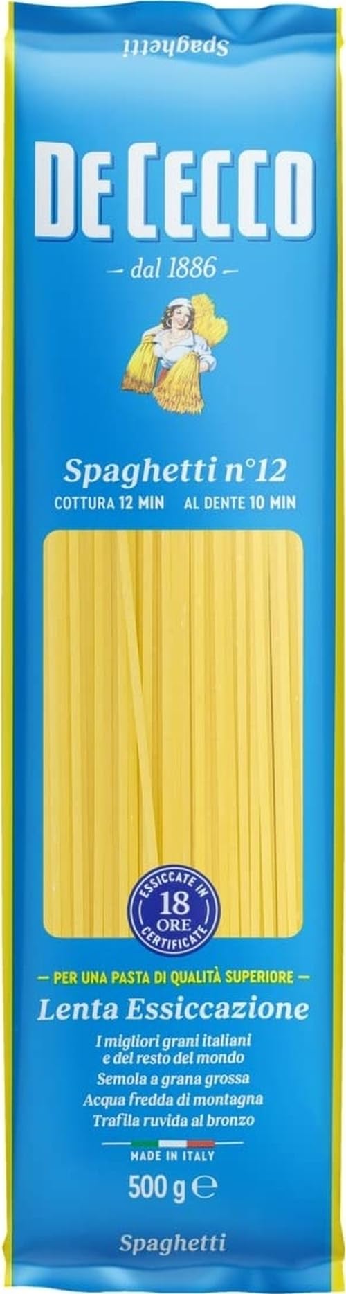 De Cecco Spaghetti No. 12 Pasta - 500g | Bronze Die Cut | Traditional Italian Quality 1