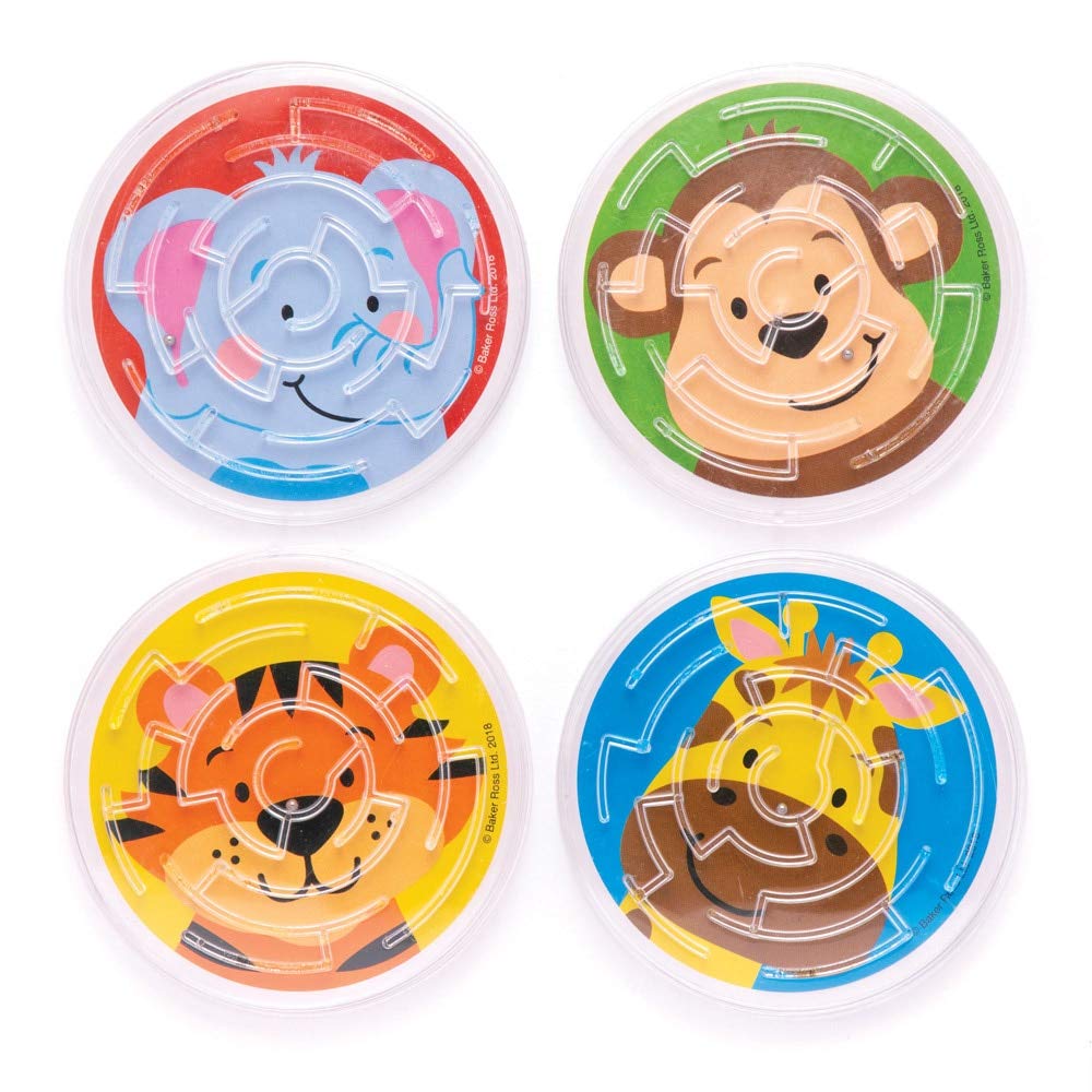 Baker Ross Jungle Chums Maze Games - Handheld Ball Maze Puzzle, Pack of 6, Plastic 2