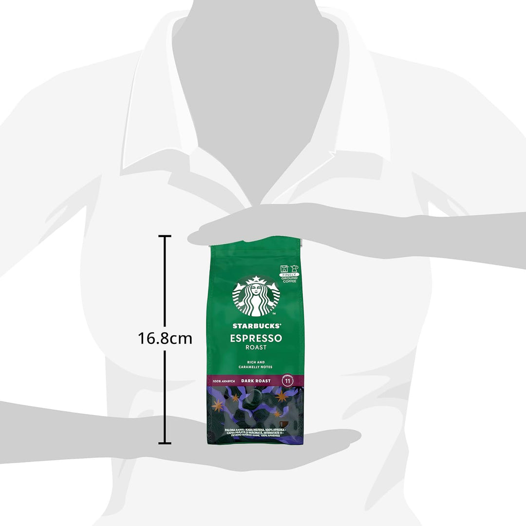 STARBUCKS - Espresso Roast Dark Roast Ground Coffee 200g (Pack of 6)