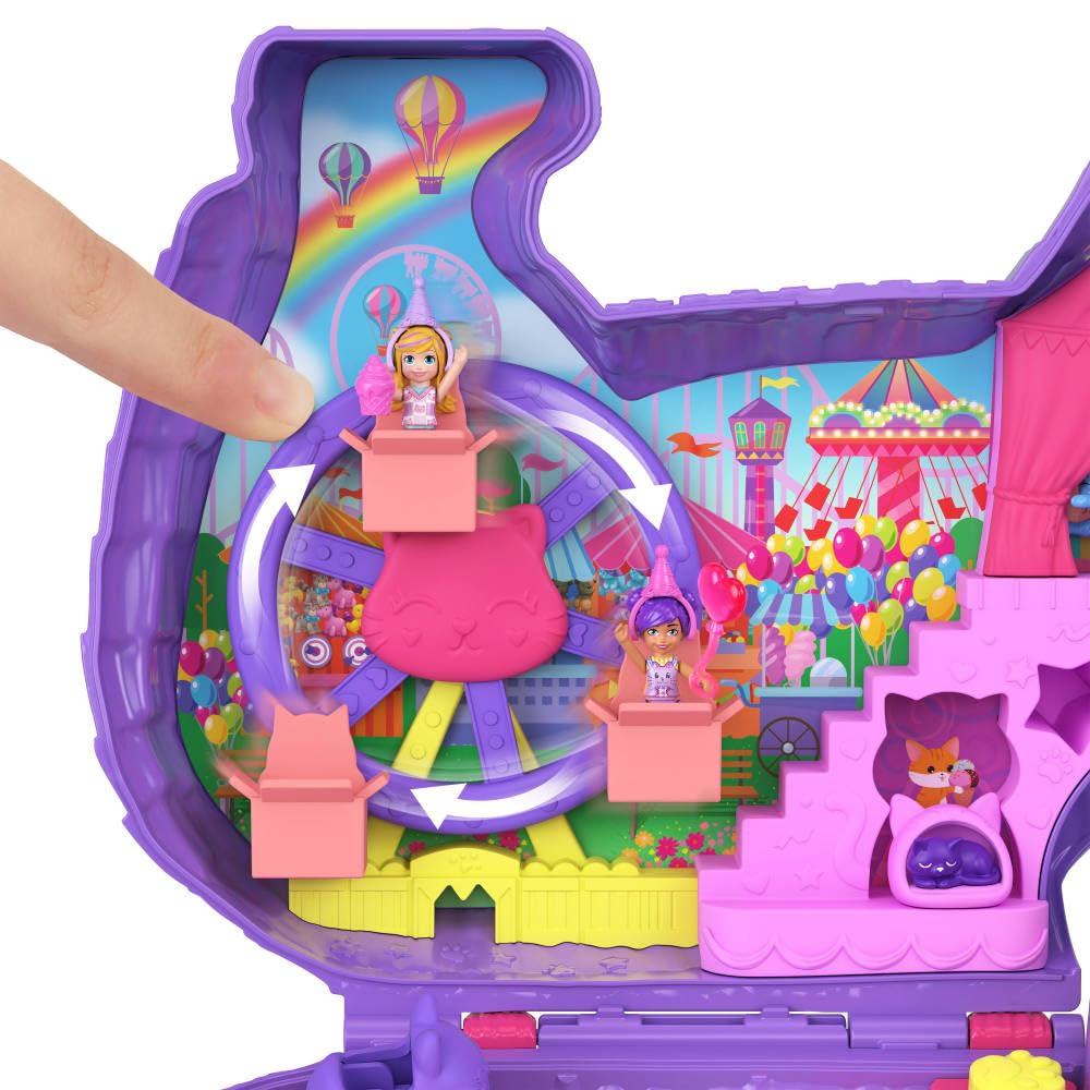 Polly Pocket Celebration Kitty Playset with 2 Micro Dolls & 23 Accessories - Ages 4+ 6