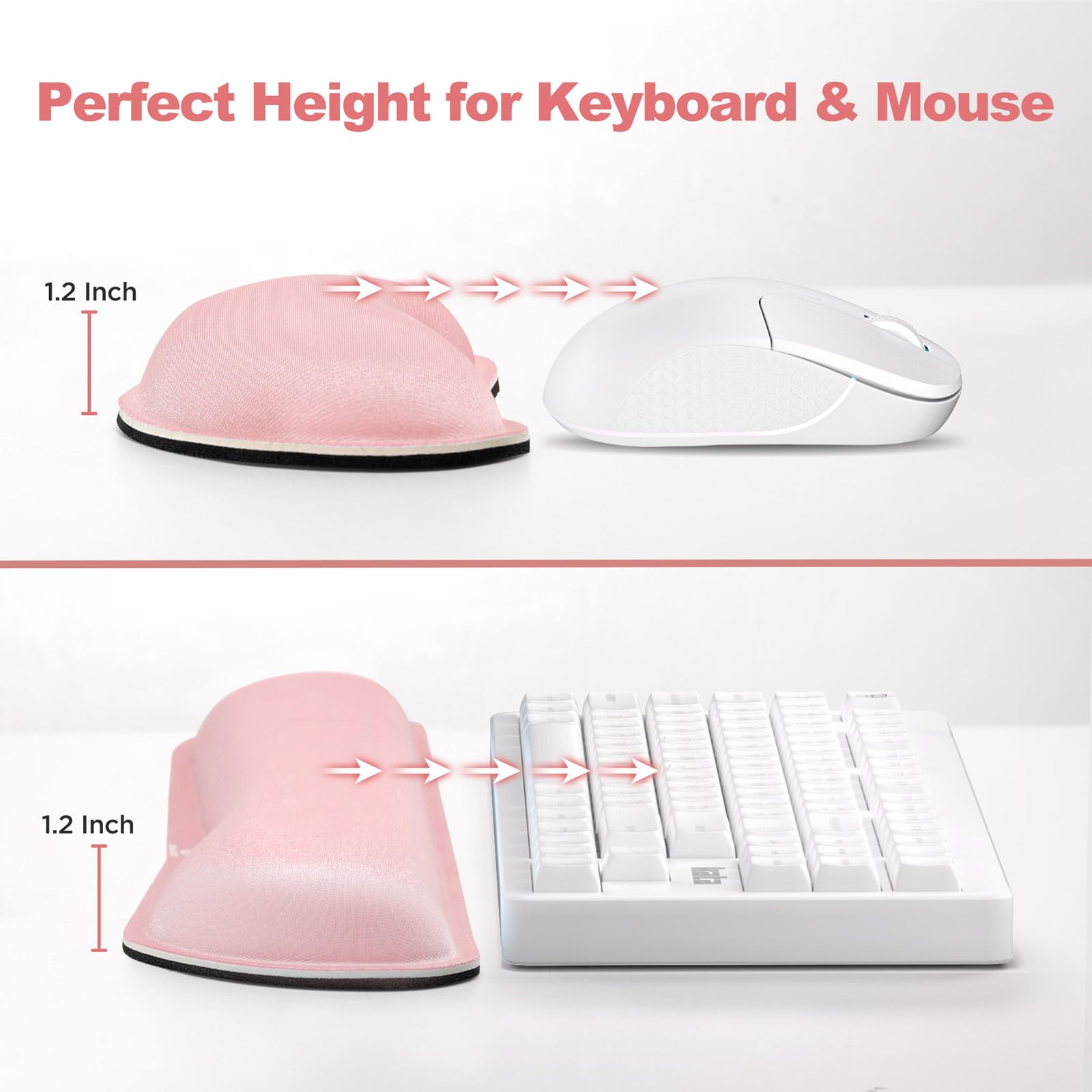 Gimars Upgrade Enlarge Silky Gel Memory Foam Wrist Rest for Keyboard & Mouse | 3CM Thick | Pink 5