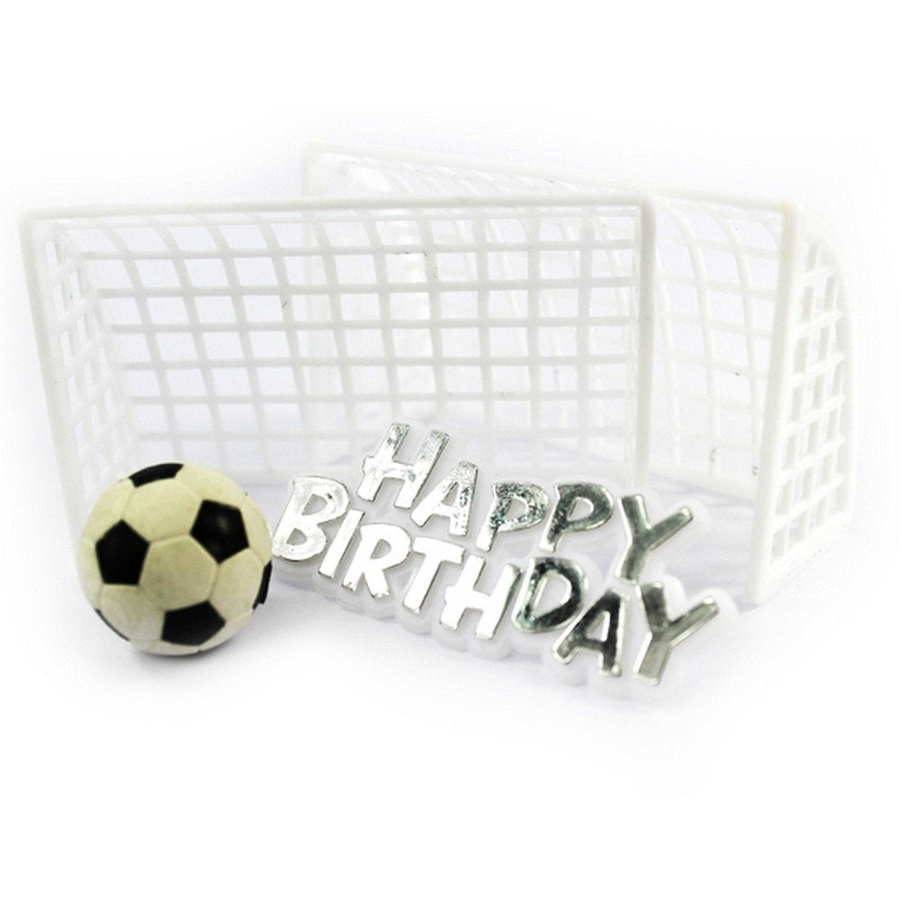 Anniversary House Football Theme Cake Topper Kit - Goalposts, Ball, Motto | Reusable Plastic
