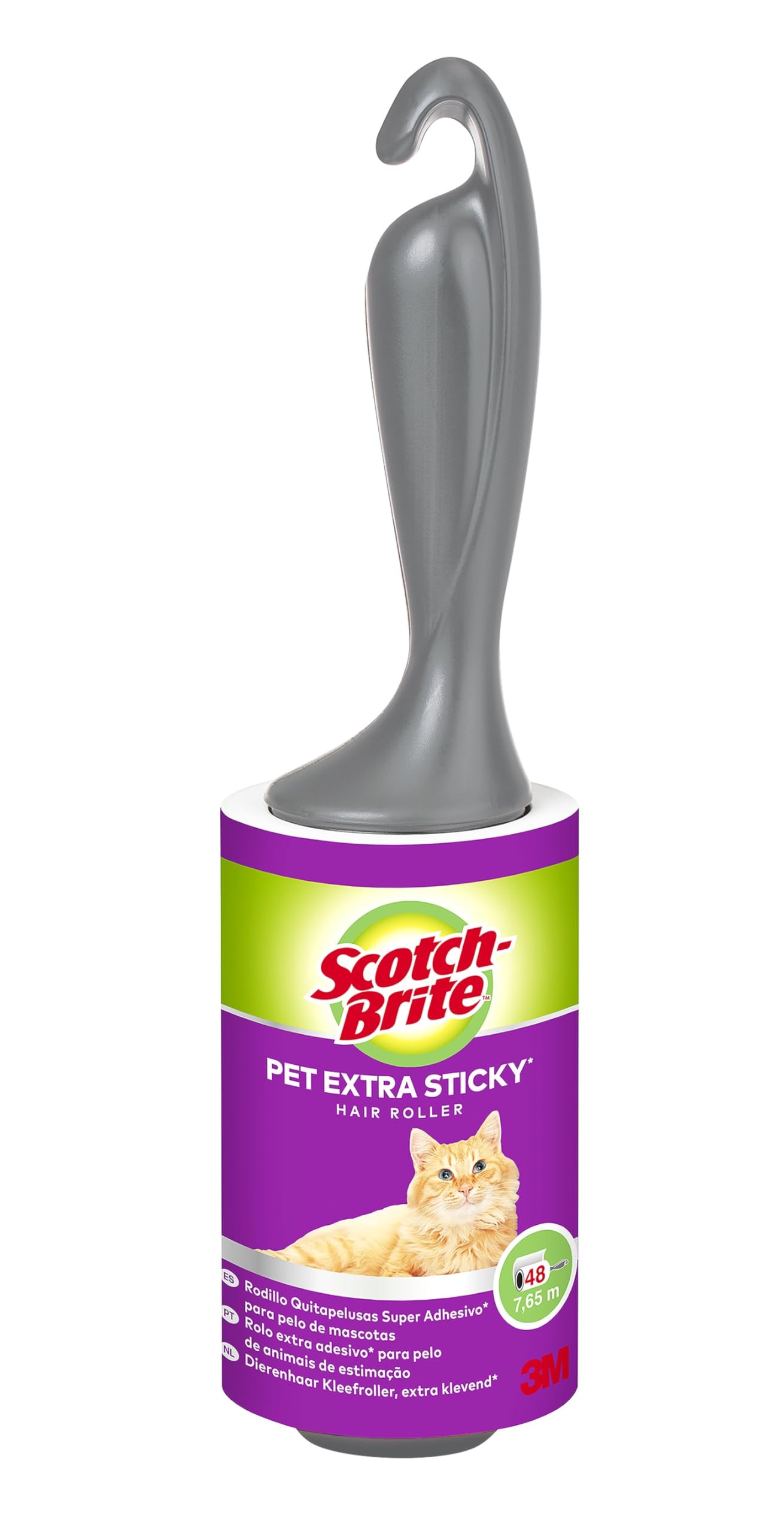 Scotch-Brite Pet Hair Removal Roller - 48 Sheets for Pet Hair | Ergonomic Handle