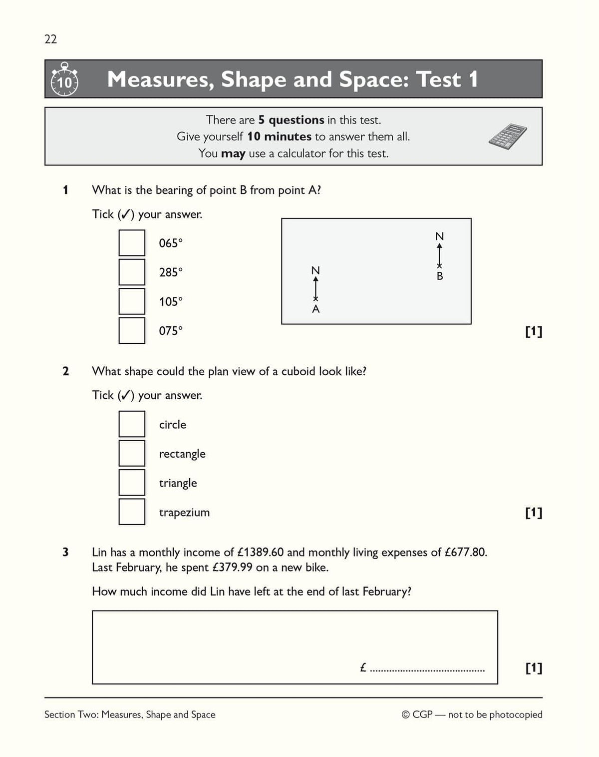 CGP Functional Skills Maths Level 1 - 10 Minute Tests | Paperback | 72 Pages 5