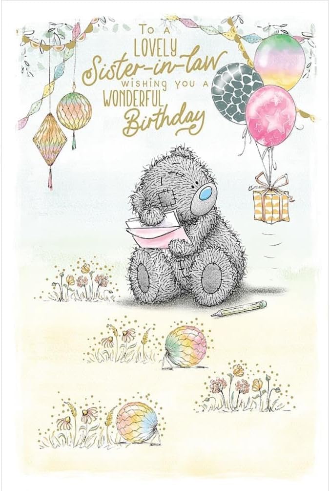 Me To You Tatty Teddy Birthday Card for Sister-In-Law | 6 x 9 in | Gold Foil Accents 1