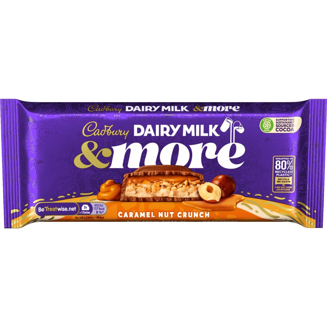 Cadbury Dairy Milk & More Caramel Nut Crunch Chocolate Bar 200g 10