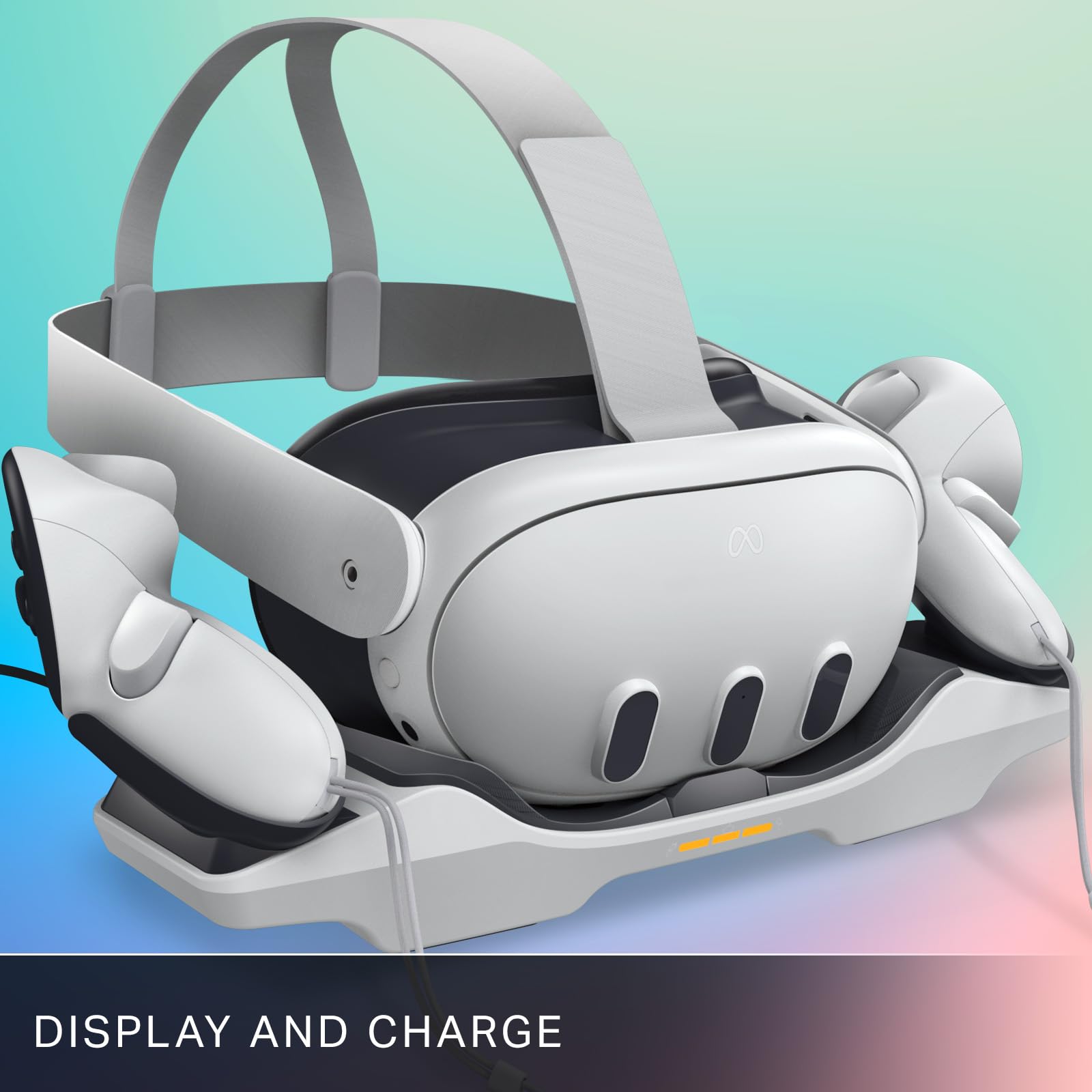 PowerA Charging Station for Meta Quest 3 / 3S - Officially Licensed VR Charging Dock with Rechargeable Controller Batteries 5
