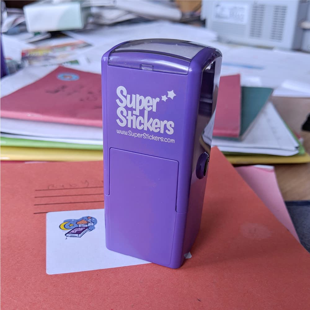 SuperStickers Pre-Inked Star Stamp - Purple Ink | 28mm Impression Size 7