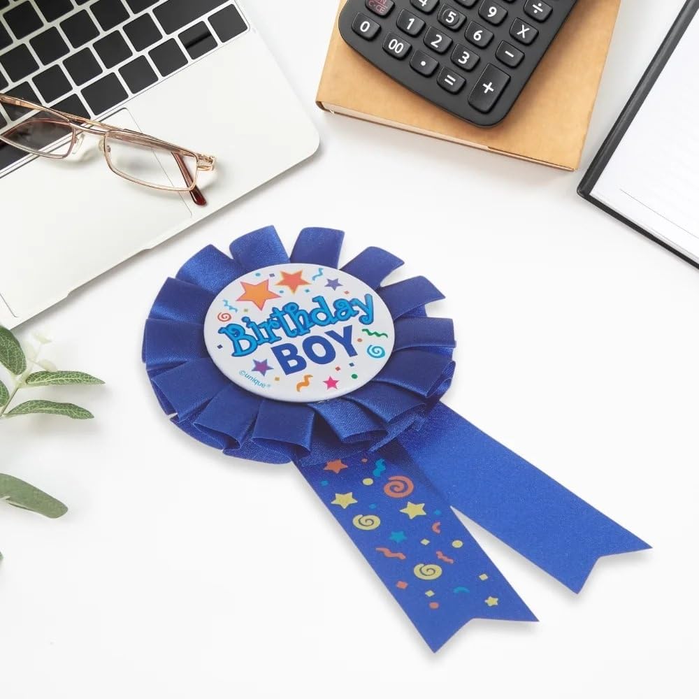 Unique Birthday Boy Multicolor Award Badge - 1 Count | 17cm x 8cm | Plastic 5
