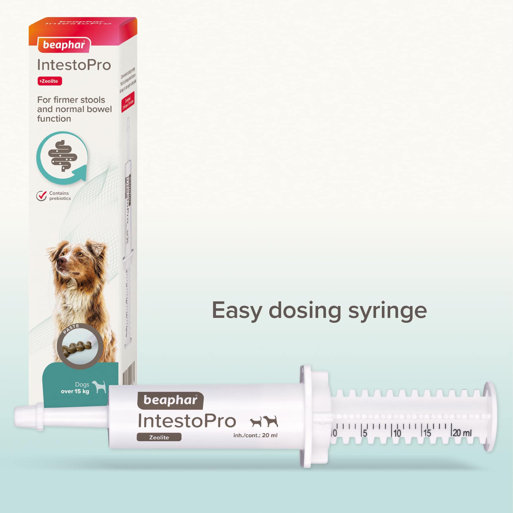Beaphar IntestoPro Prebiotic Stool Firming Paste for Medium and Large Dogs - 2 x 20ml Tubes