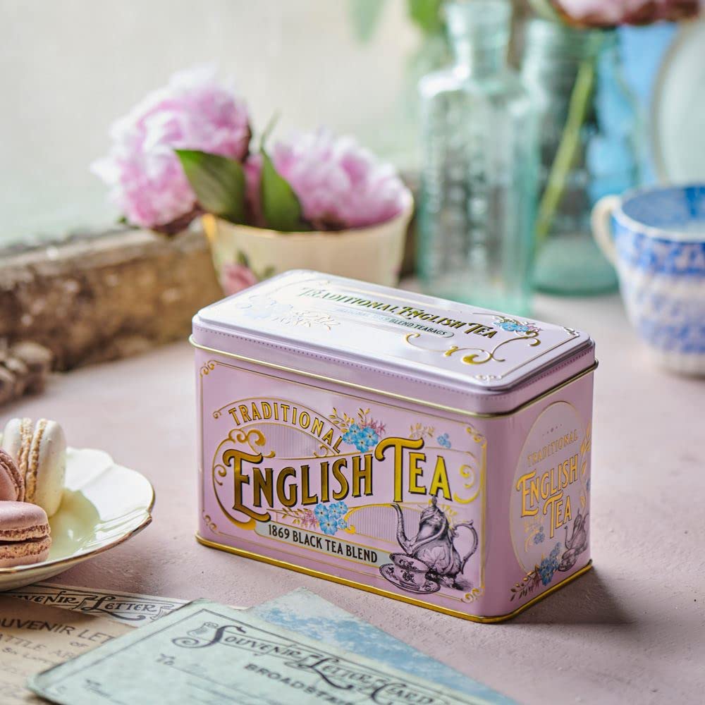 New English Teas Vintage Victorian Pink Tea Tin - 40 English Breakfast Teabags | 220g 4