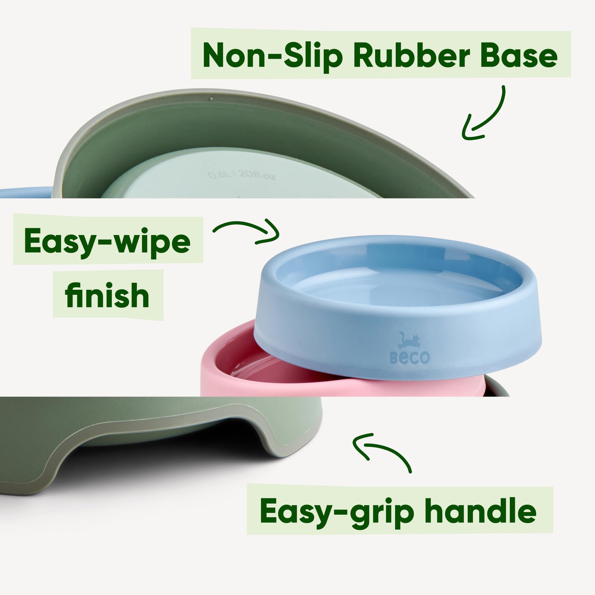 Beco Cat Bowl - Whisker-Friendly Steady Design | Recycled Plastic | Nonslip Base 3